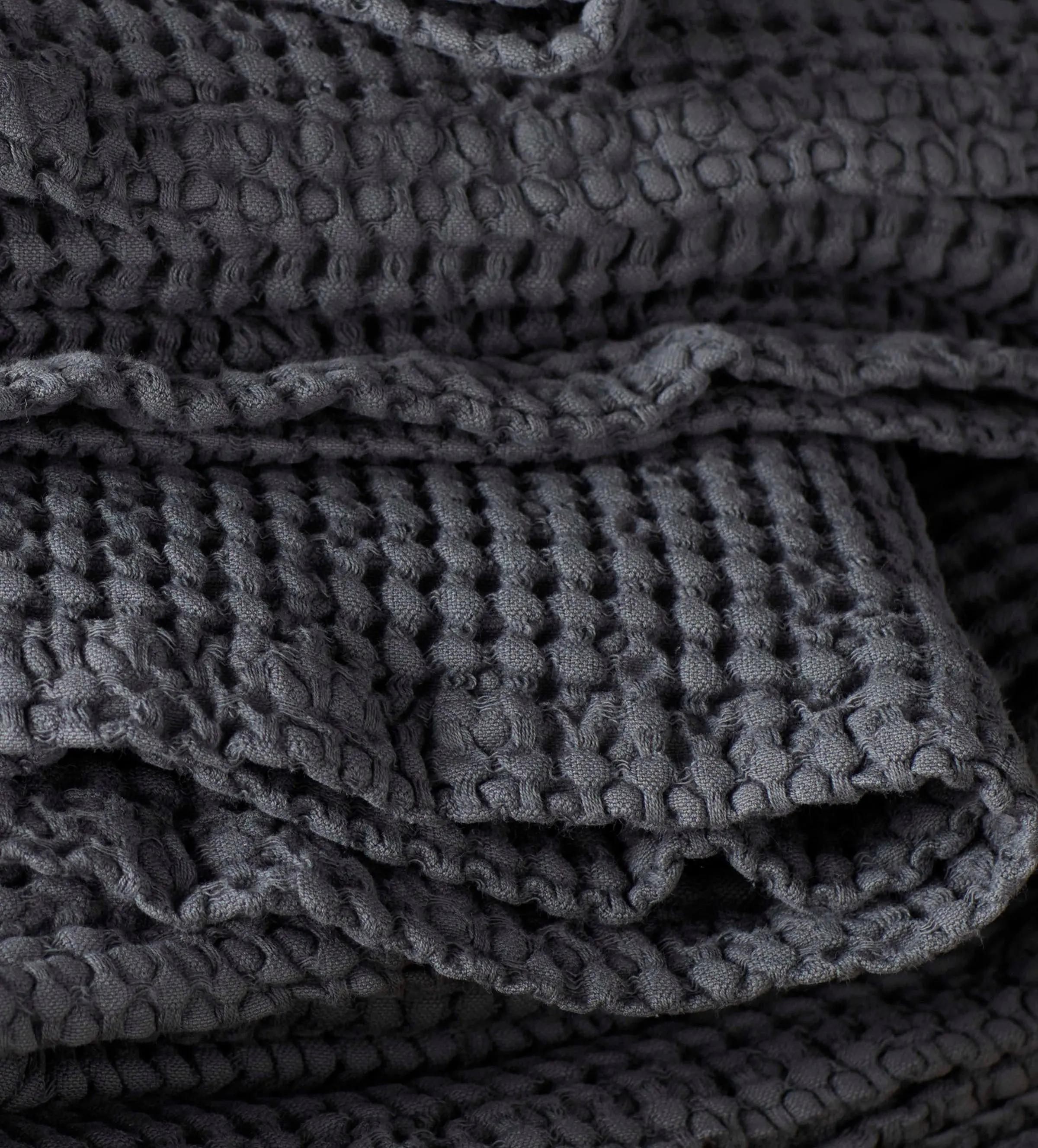 Graphite Grey 100% Cotton Waffle Towels - Image 2