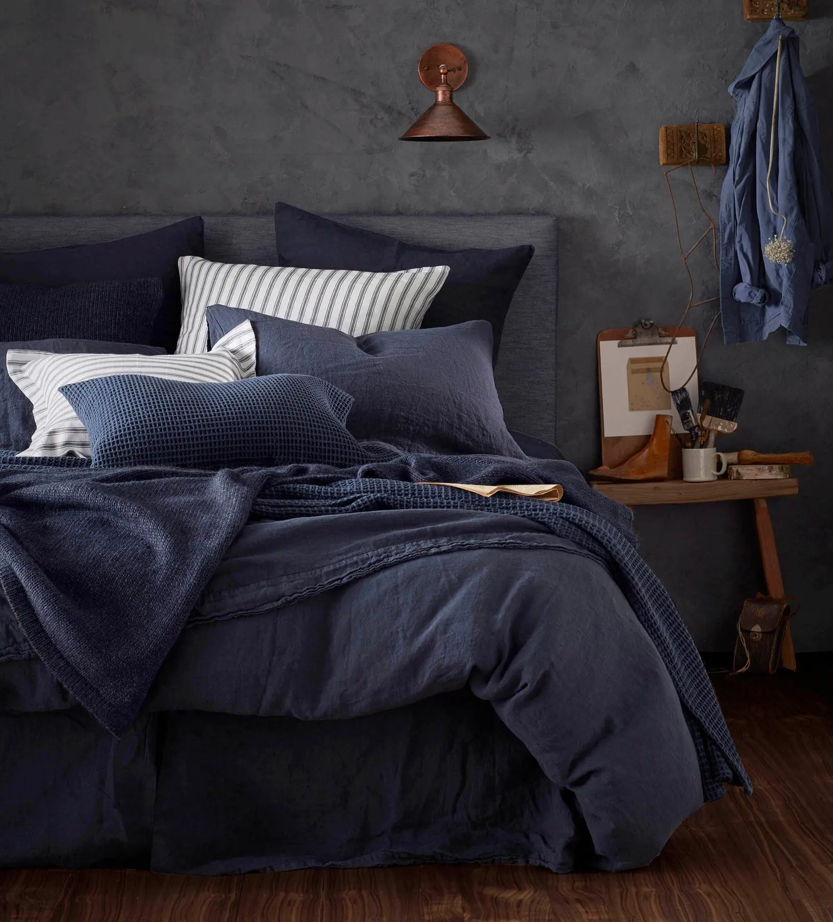 Navy Blue 100% Linen Bed Linen - Image 6