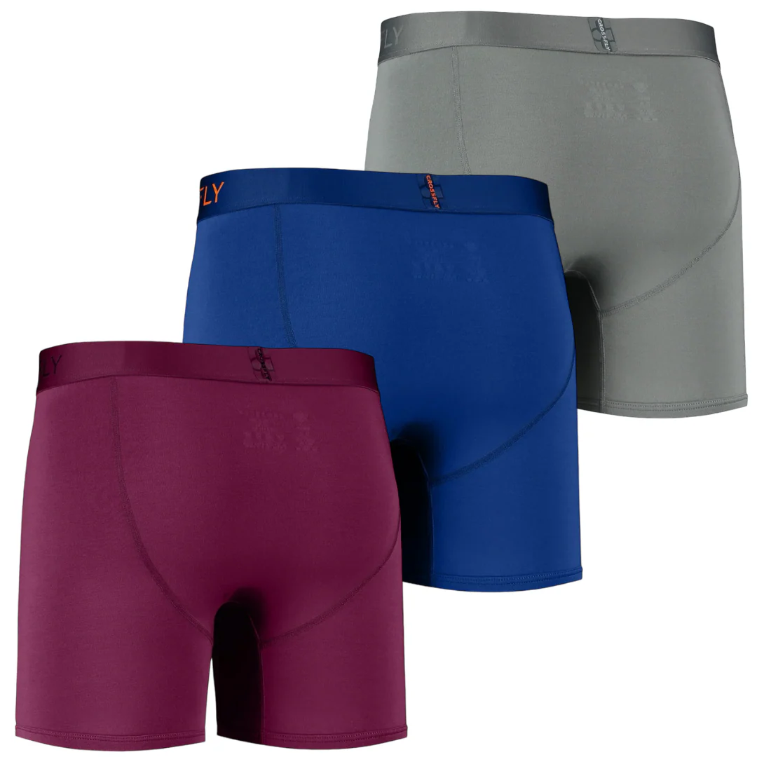 3-Pack: IKON Men's 6" Boxers - Plum / Italia / Charcoal - Image 5