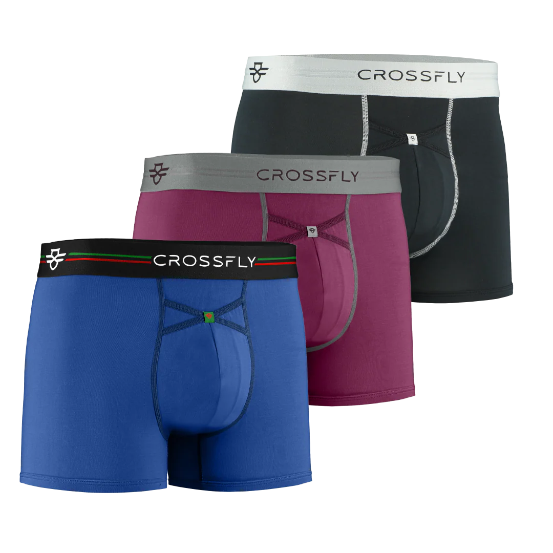 3-pack: IKON X Men's 3" Trunks - PlumGrey + Italia + Black