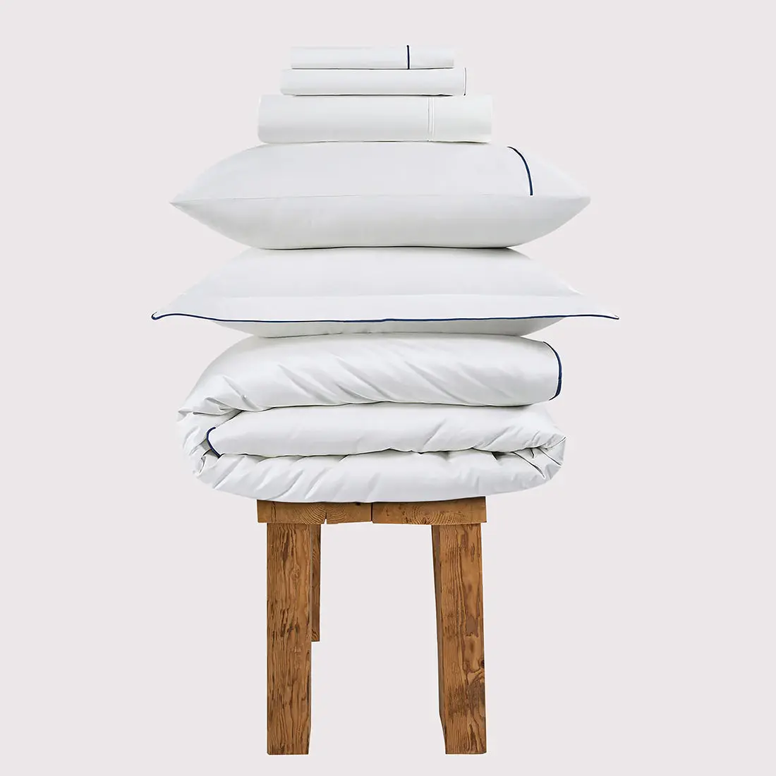800 Thread Count Egyptian Cotton Duke of Bliss LUXE White Bedding Set - Navy Peony Accent - Image 2
