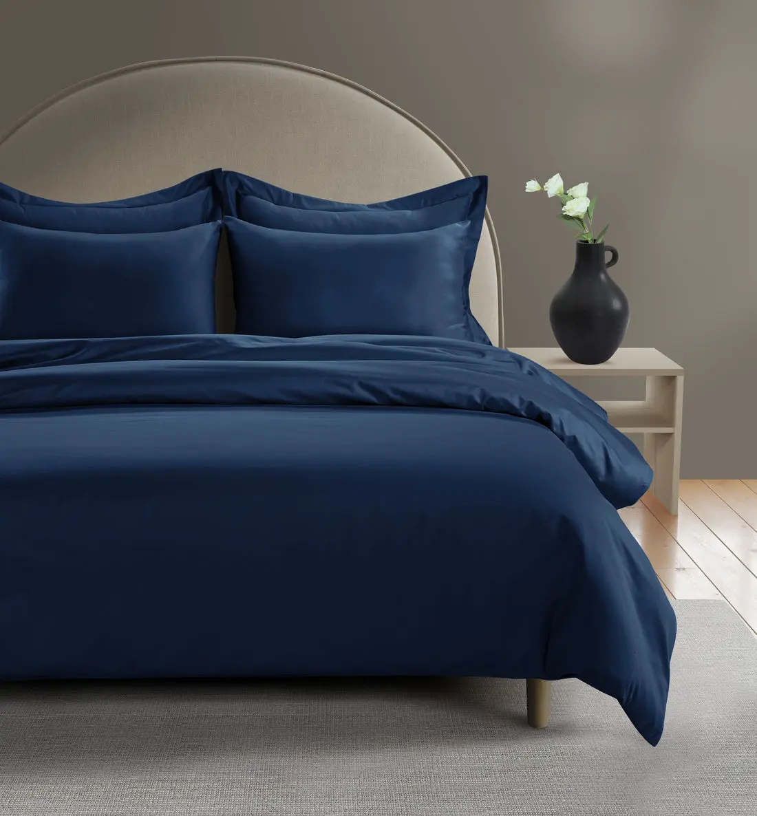 Navy Peony 800 Thread Count Egyptian Cotton Duvet Cover - Image 2