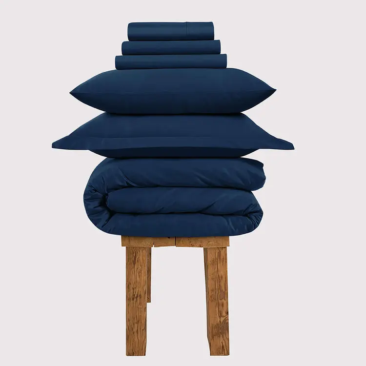 800 Thread Count Egyptian Cotton Grand Splendour Lux Buttery Smooth - Navy Peony Bedding Set - Image 3