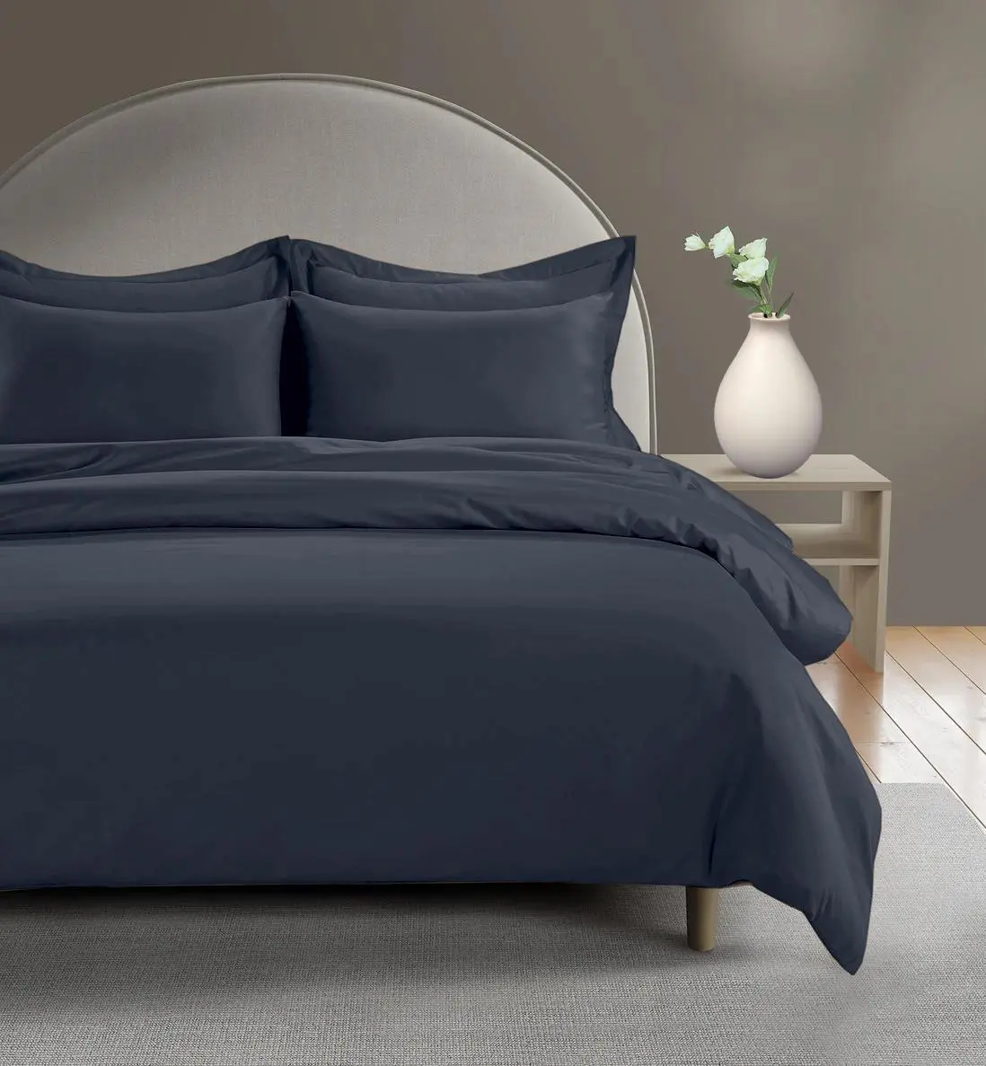 Graphite Grey 800 thread Count Egyptian Cotton Sateen Duvet Cover - Image 2