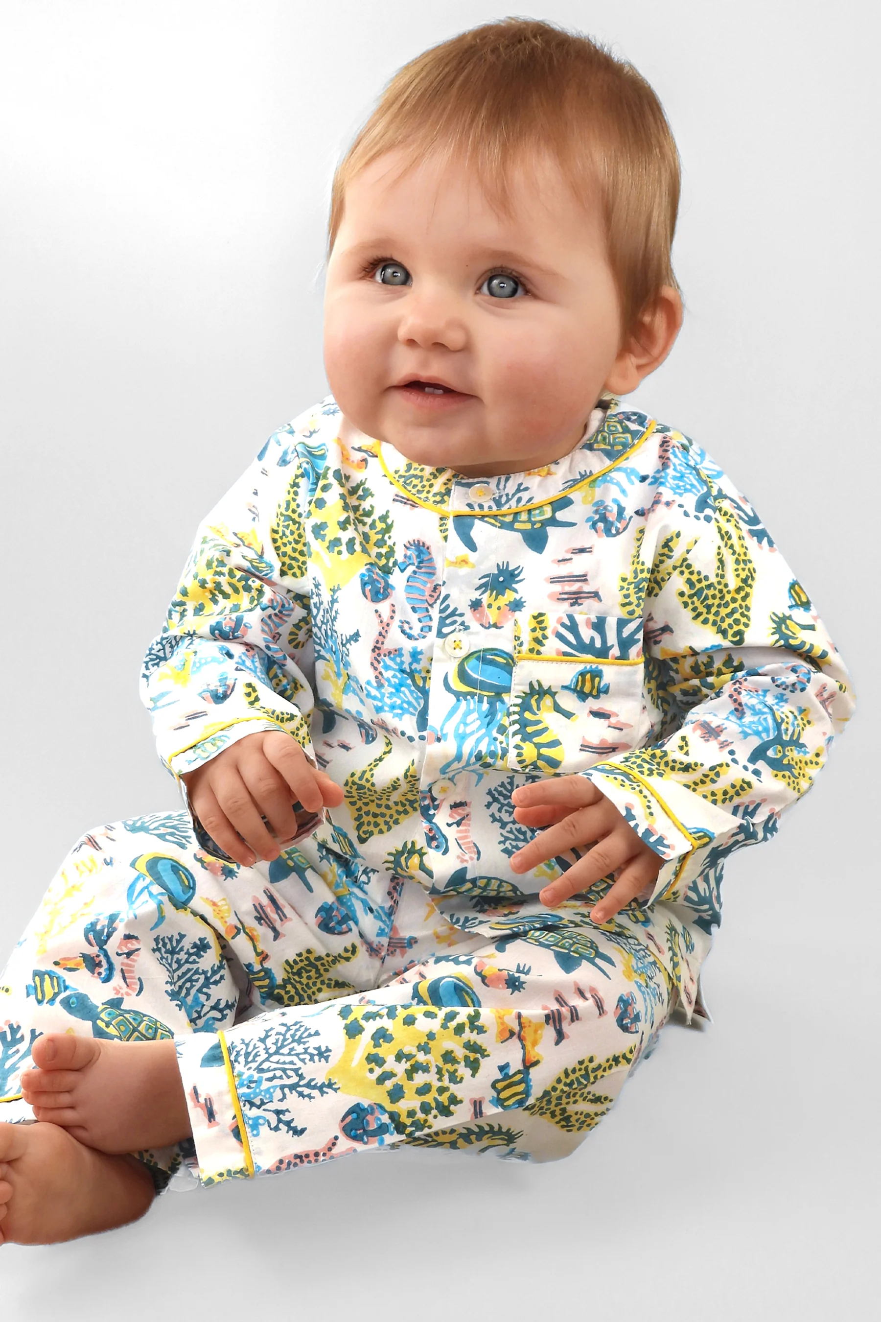 a fin-tastic dance off organic cotton baby pyjama set