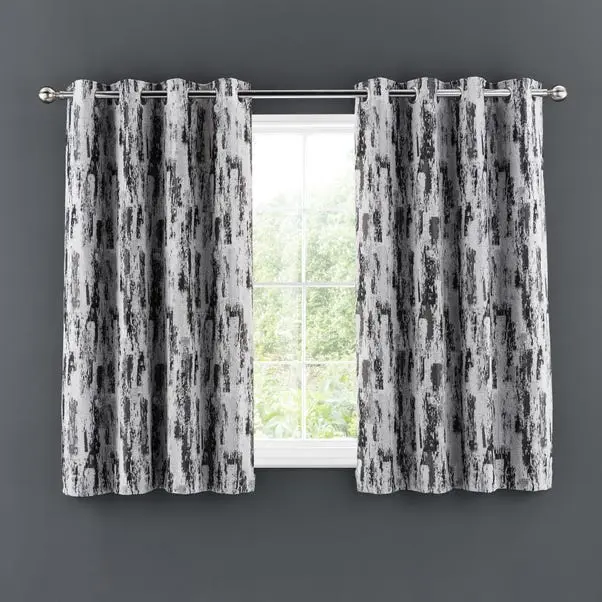 Charcoal Abstract Global Eyelet Curtains - Image 5