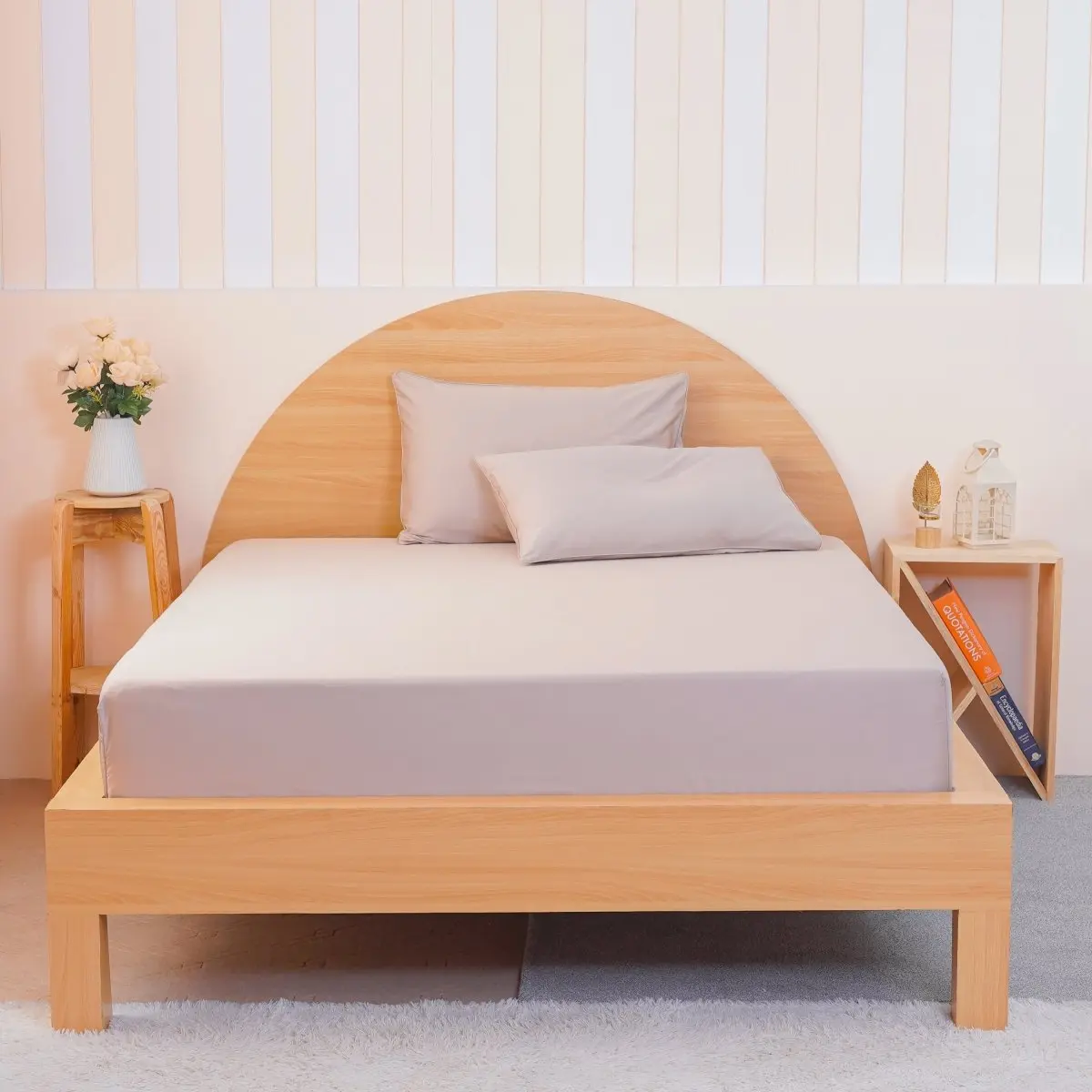 Ackly Bamboo - Beige Fitted Sheet - Image 5