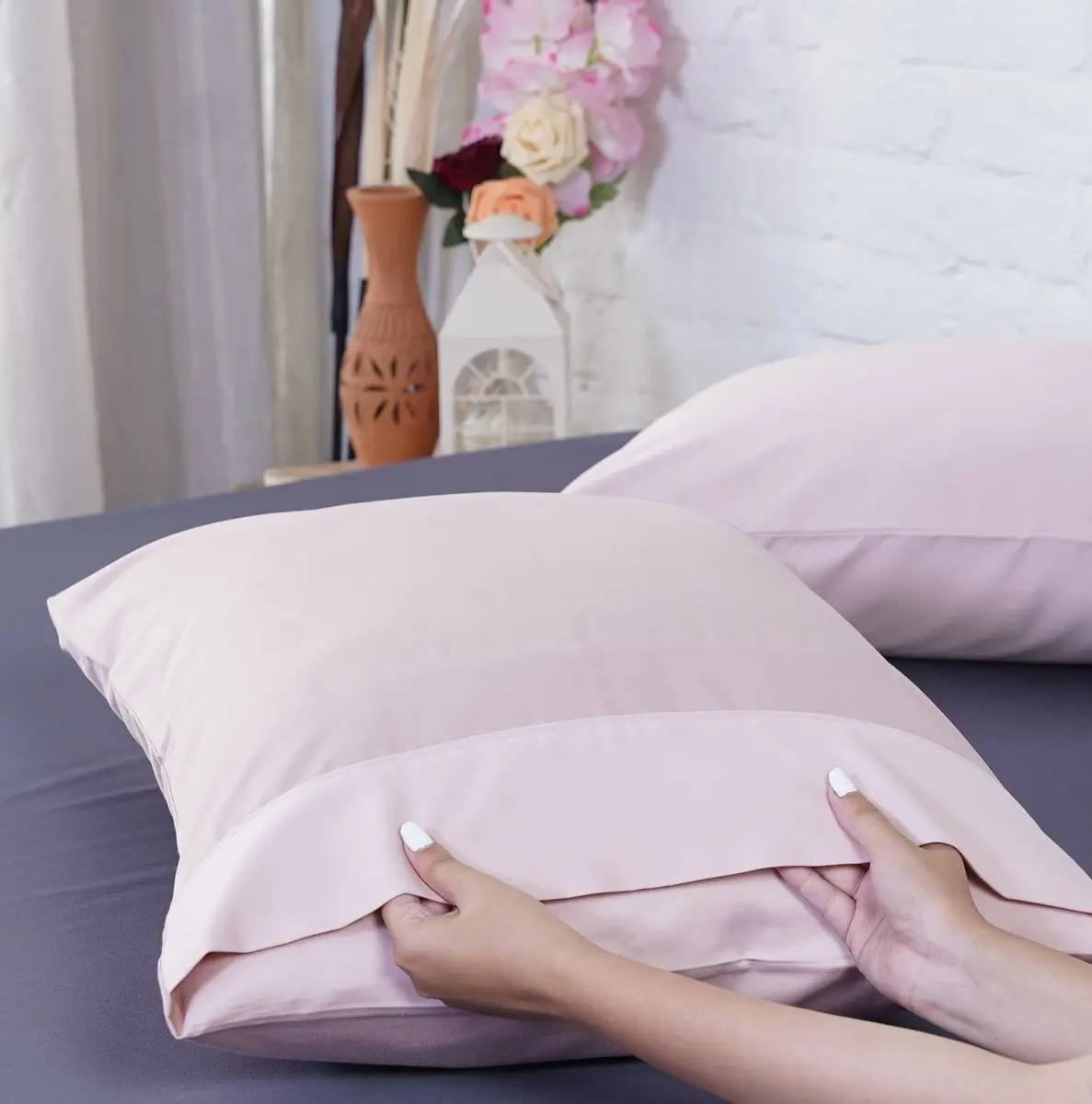 Ackly Bamboo - Blush Pink Pillowcases Pair x 2 - Image 3