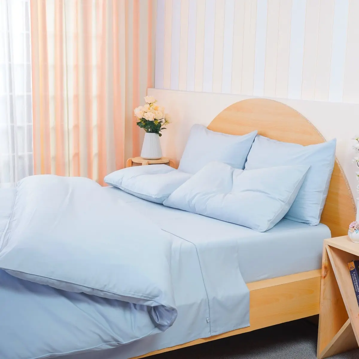 Ackly Bamboo - Sky Blue Flat Sheet - Image 4