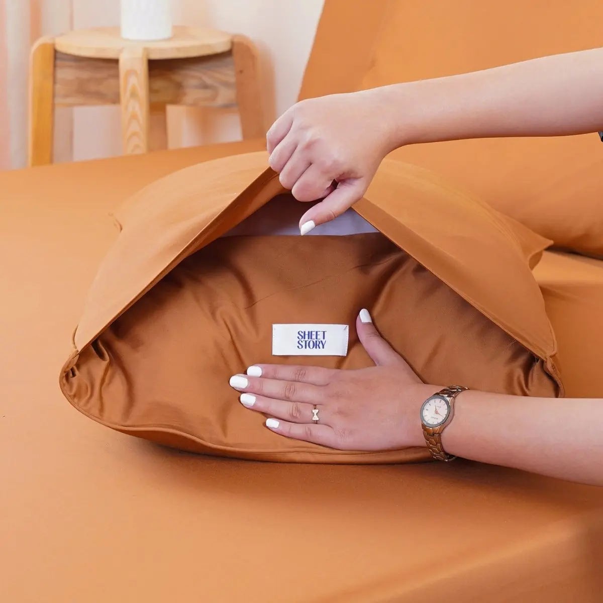 Terracotta Orange Ackly Bamboo Bedding - Image 3