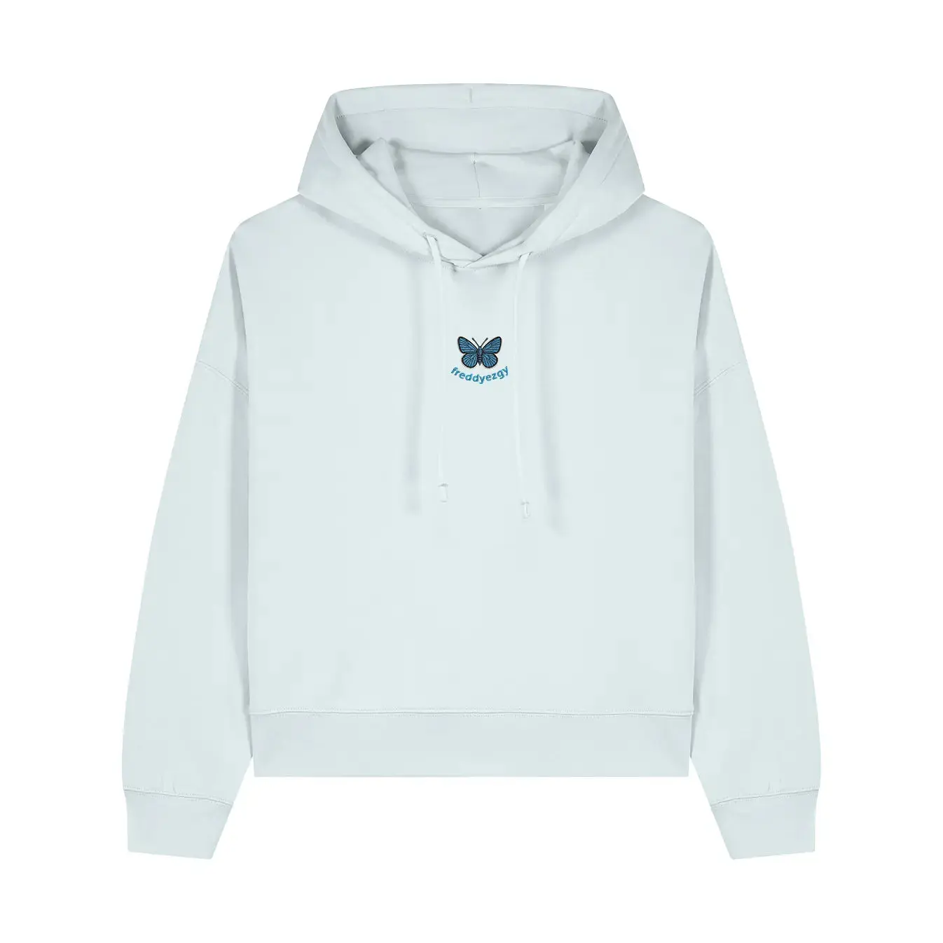 Adonis Blue Butterfly Cropped Hoodie - Butterfly - Unisex Relaxed Fit - Image 4