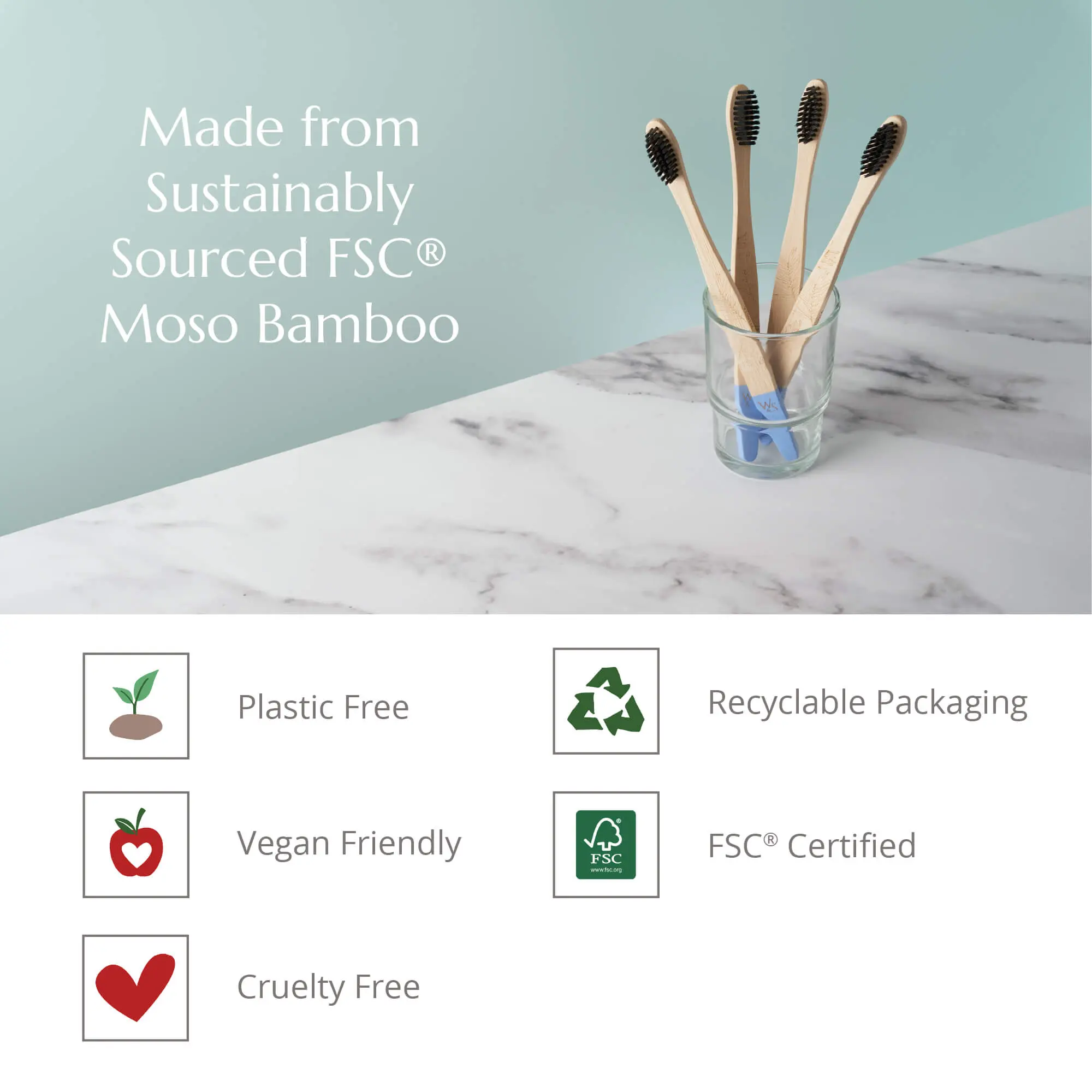Adult Bamboo Toothbrush - 4 Pack - Firm Bristles - Image 5