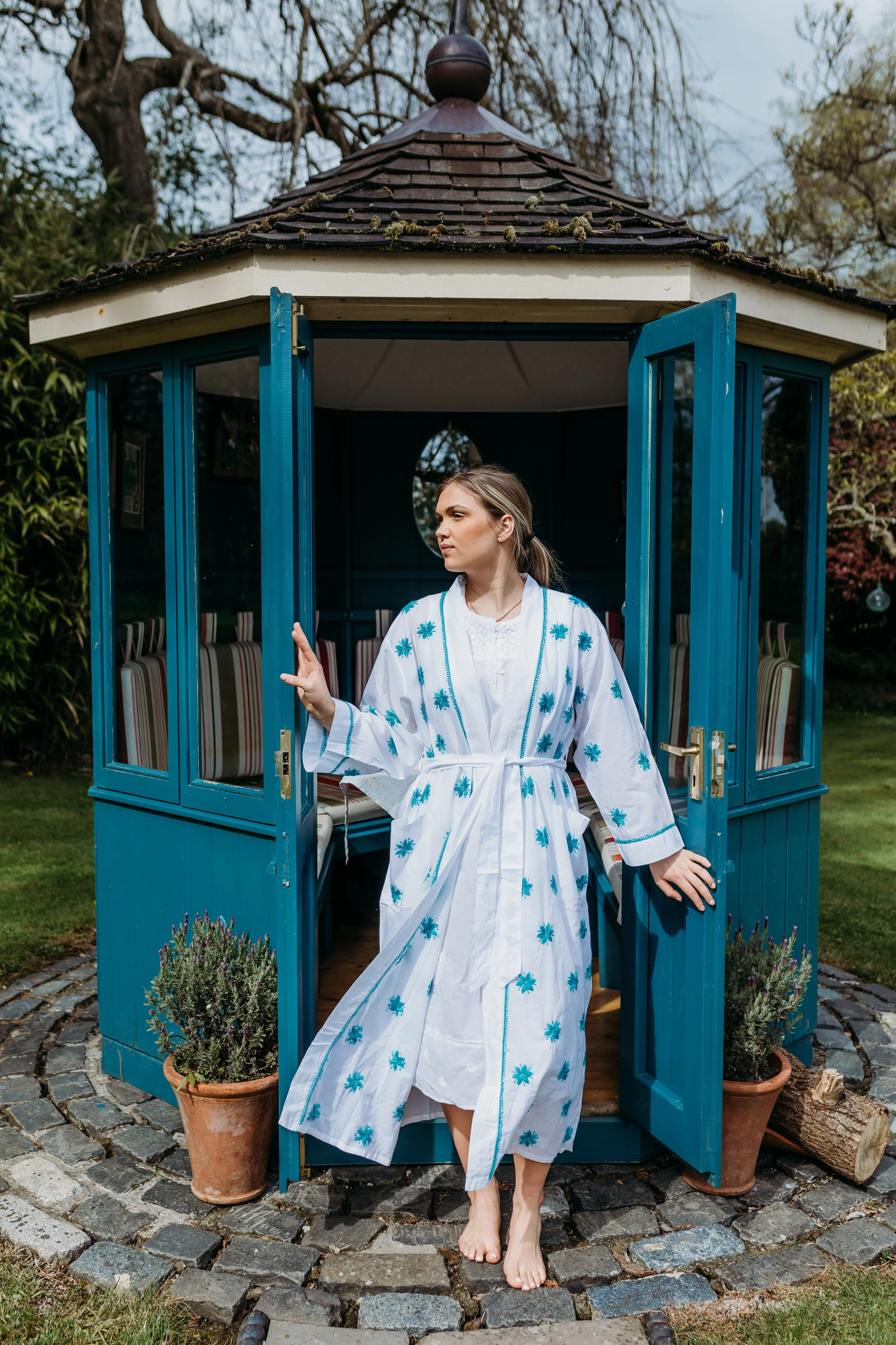 Aisha Teal Embroidered Robe - Image 2