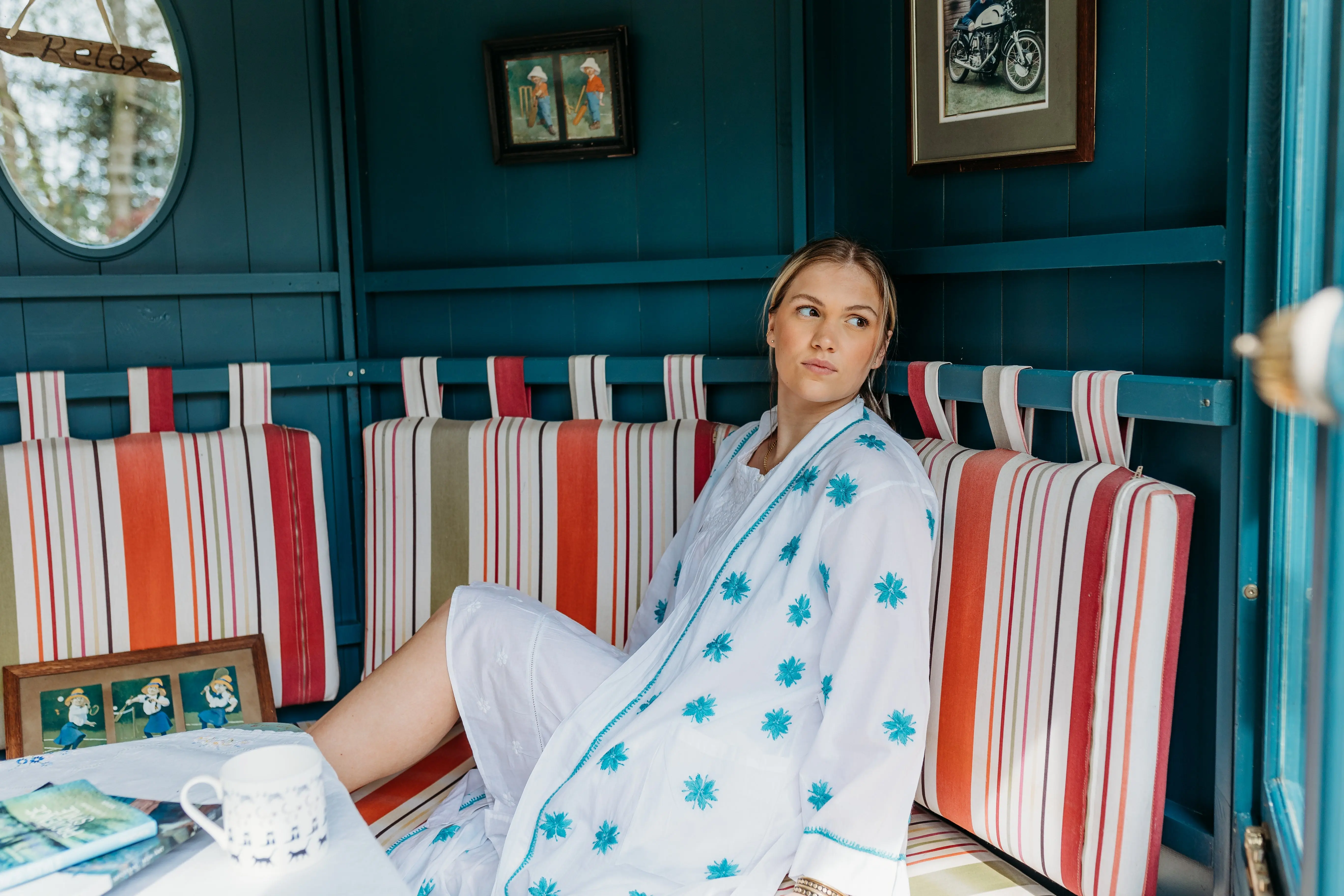 Aisha Teal Embroidered Robe - Image 4