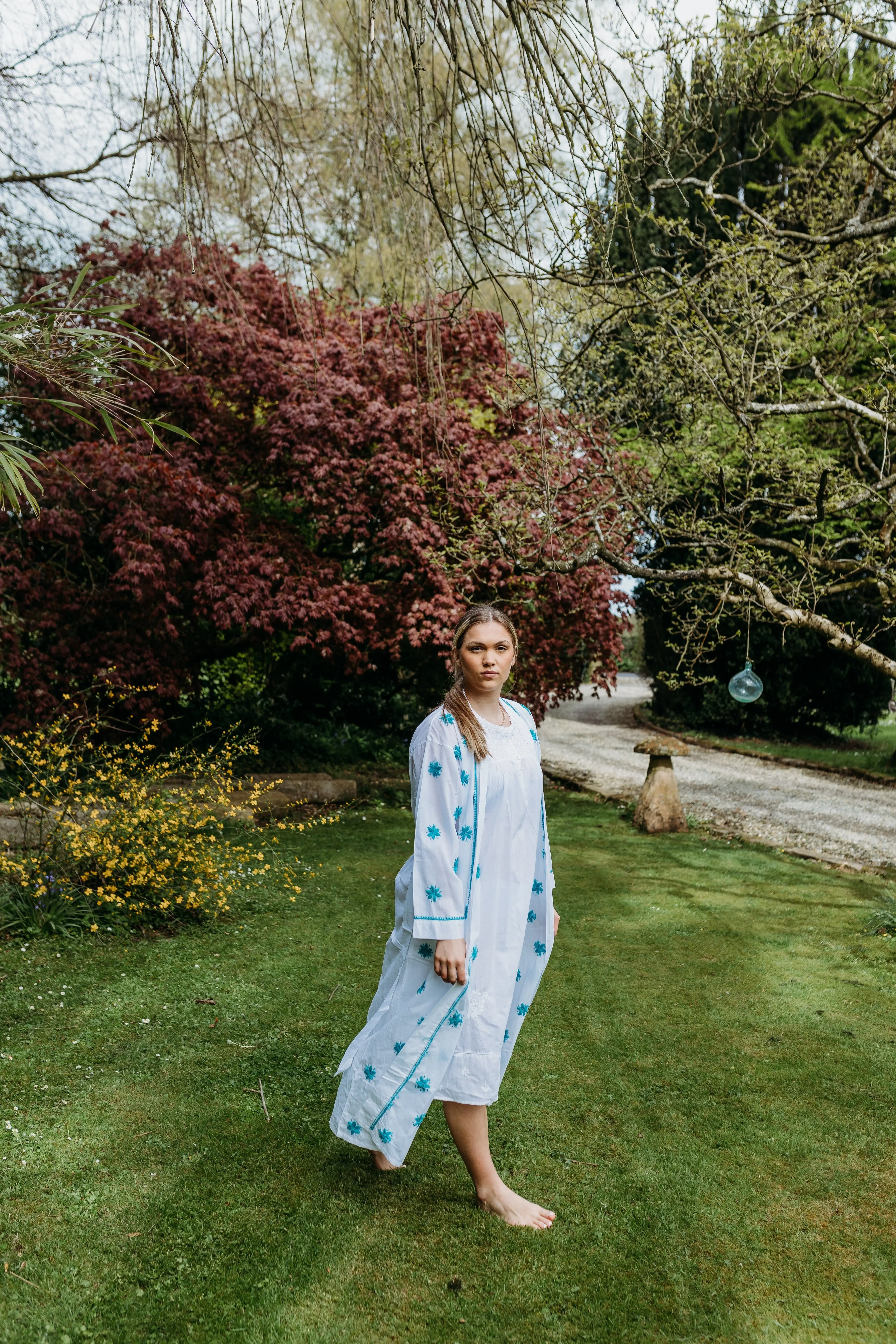 Aisha Teal Embroidered Robe - Image 5