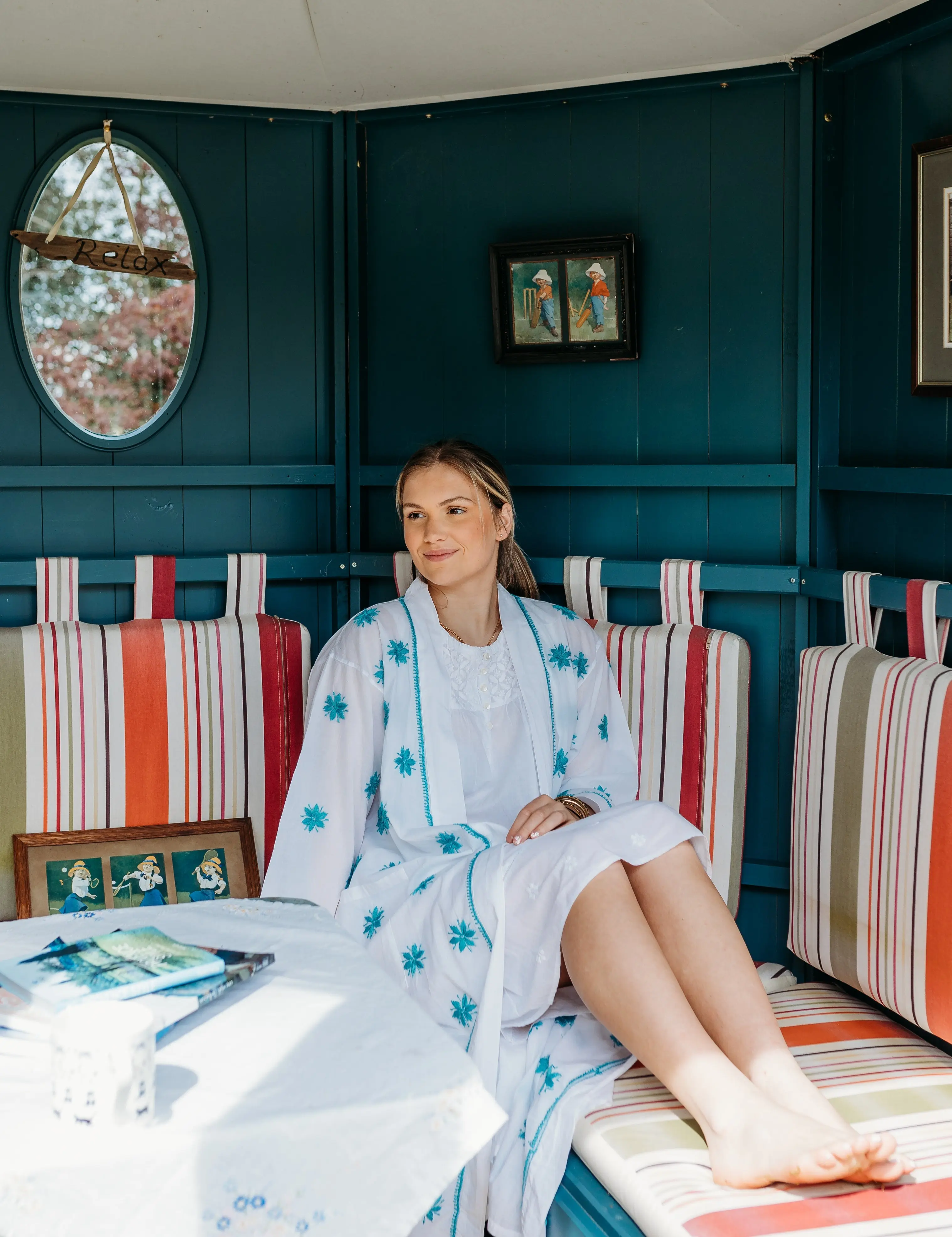Aisha Teal Embroidered Robe - Image 6