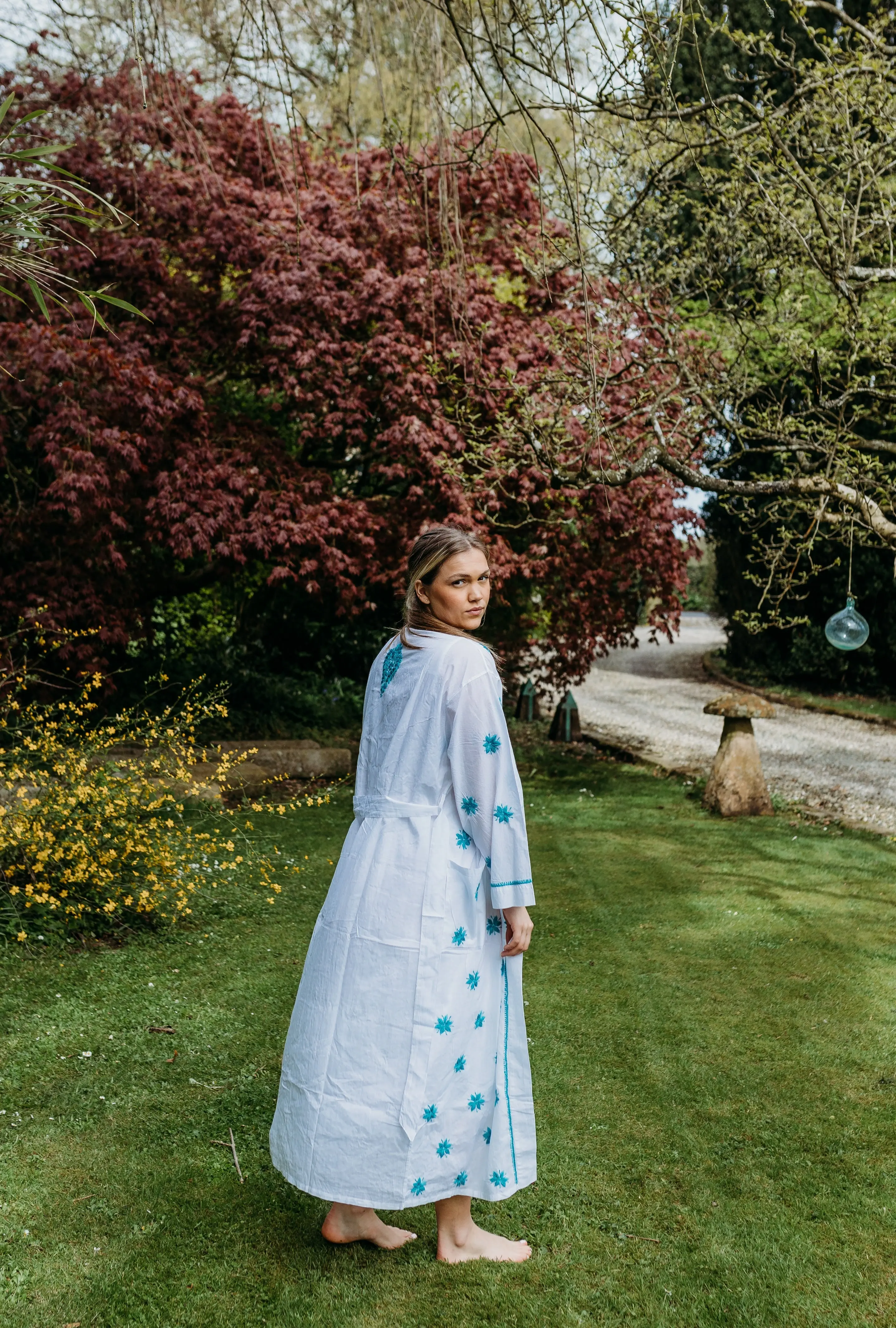Aisha Teal Embroidered Robe - Image 7
