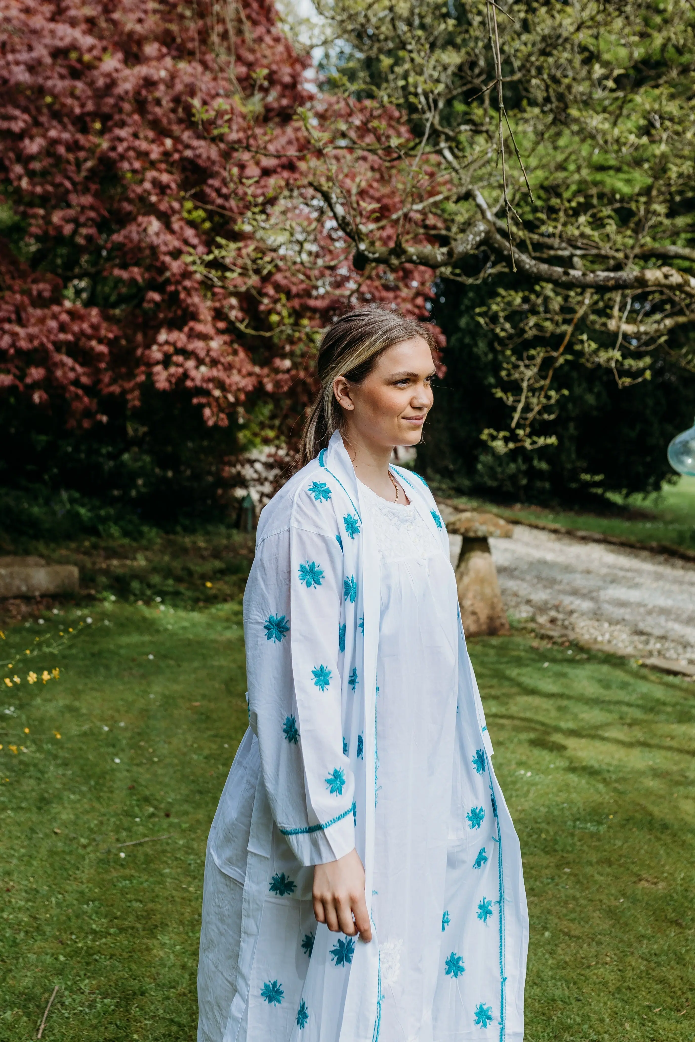Aisha Teal Embroidered Robe - Image 8