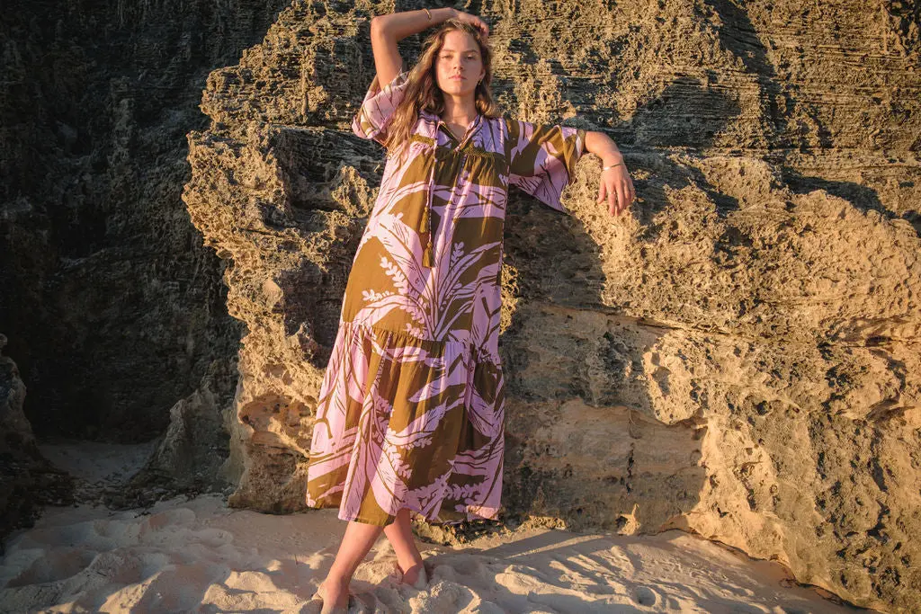 Alya Tropical Print Long Dress