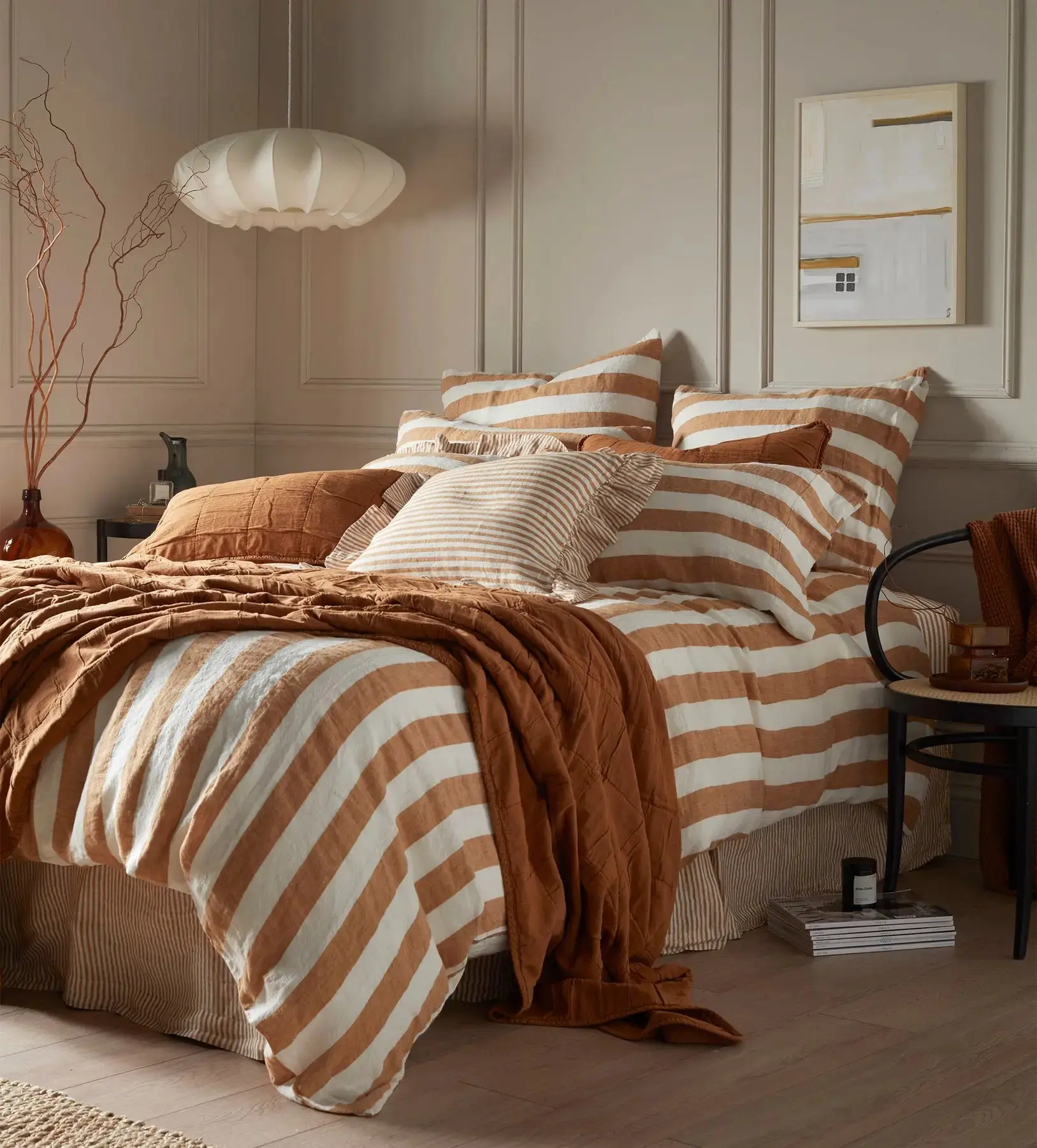 Amber Cora Stripe 100% Linen Bed Set - Image 3