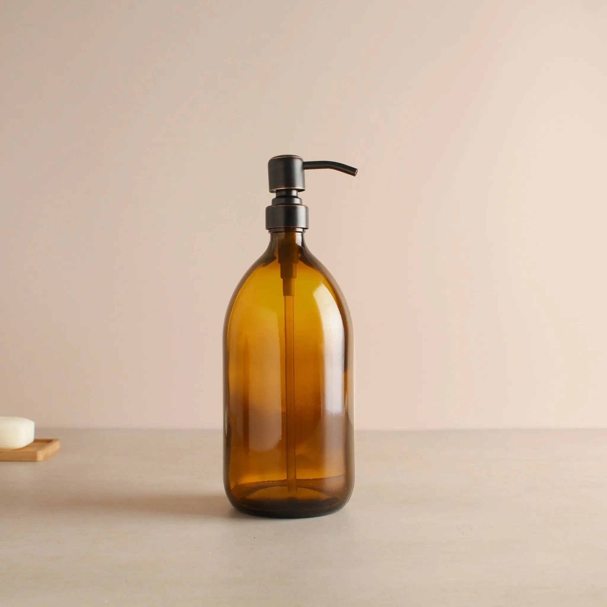 Amber Glass Dispenser Bottle Black/Copper Pump - Image 3
