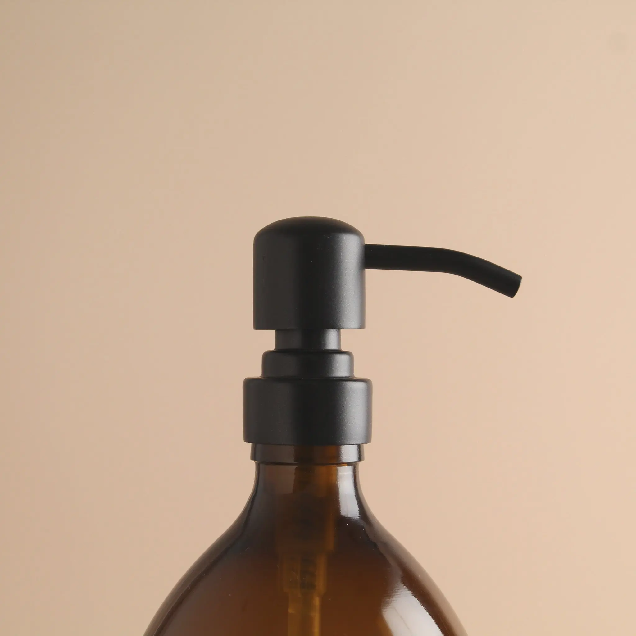 Amber Plastic Dispenser Bottle With Matte Black Pump - Image 7