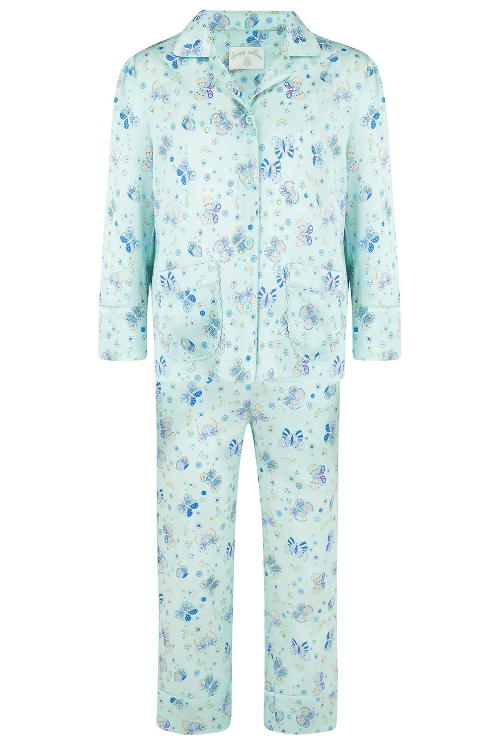 Amelie Glacier Butterfly Girls Silk Pyjama Set - Image 2
