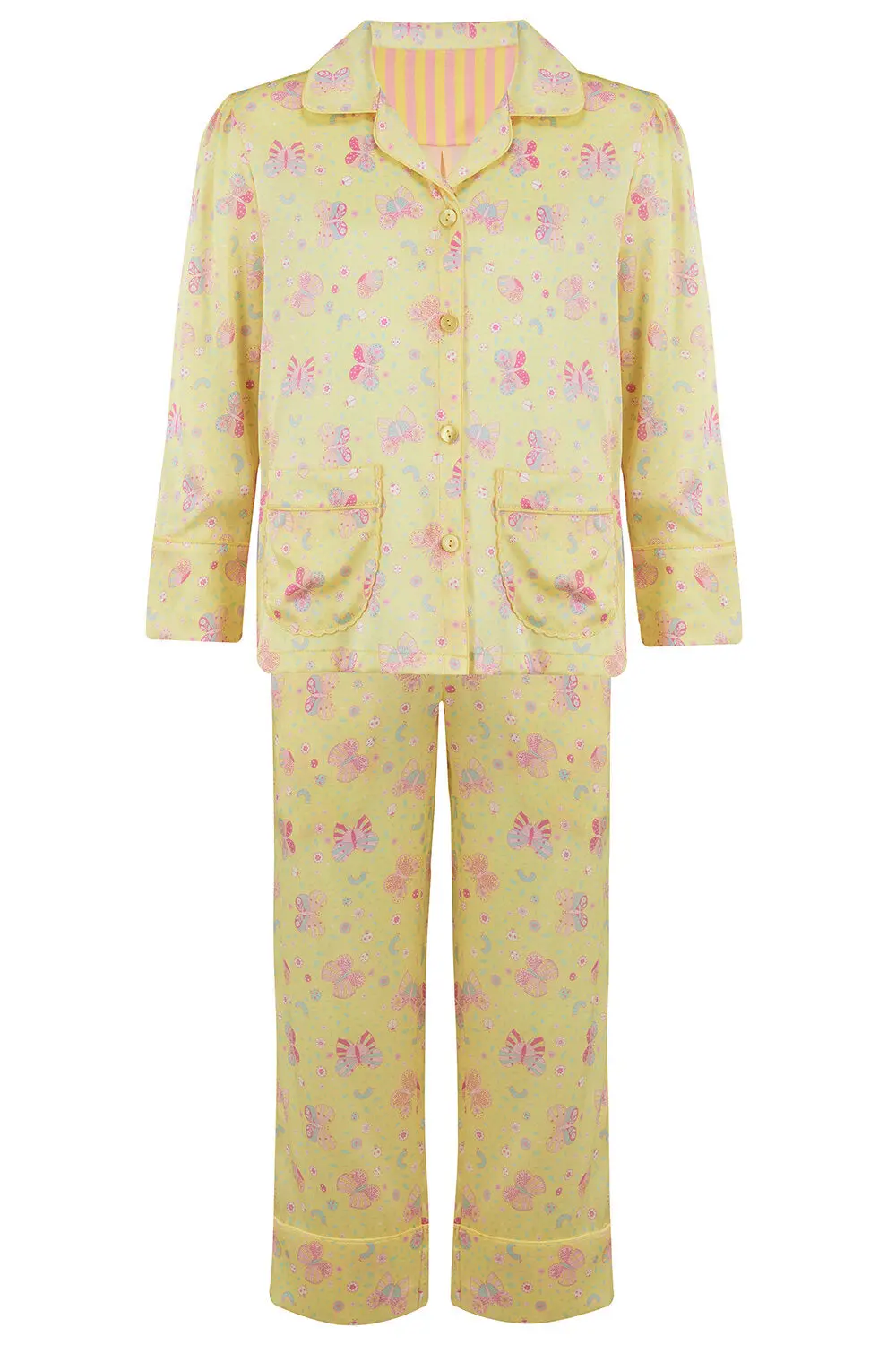 Amelie Lemonade Butterfly Girls Silk Pyjama Set - Image 2