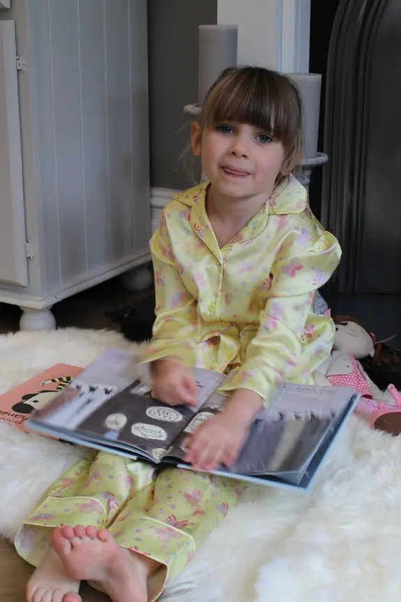 Amelie Lemonade Butterfly Girls Silk Pyjama Set - Image 4