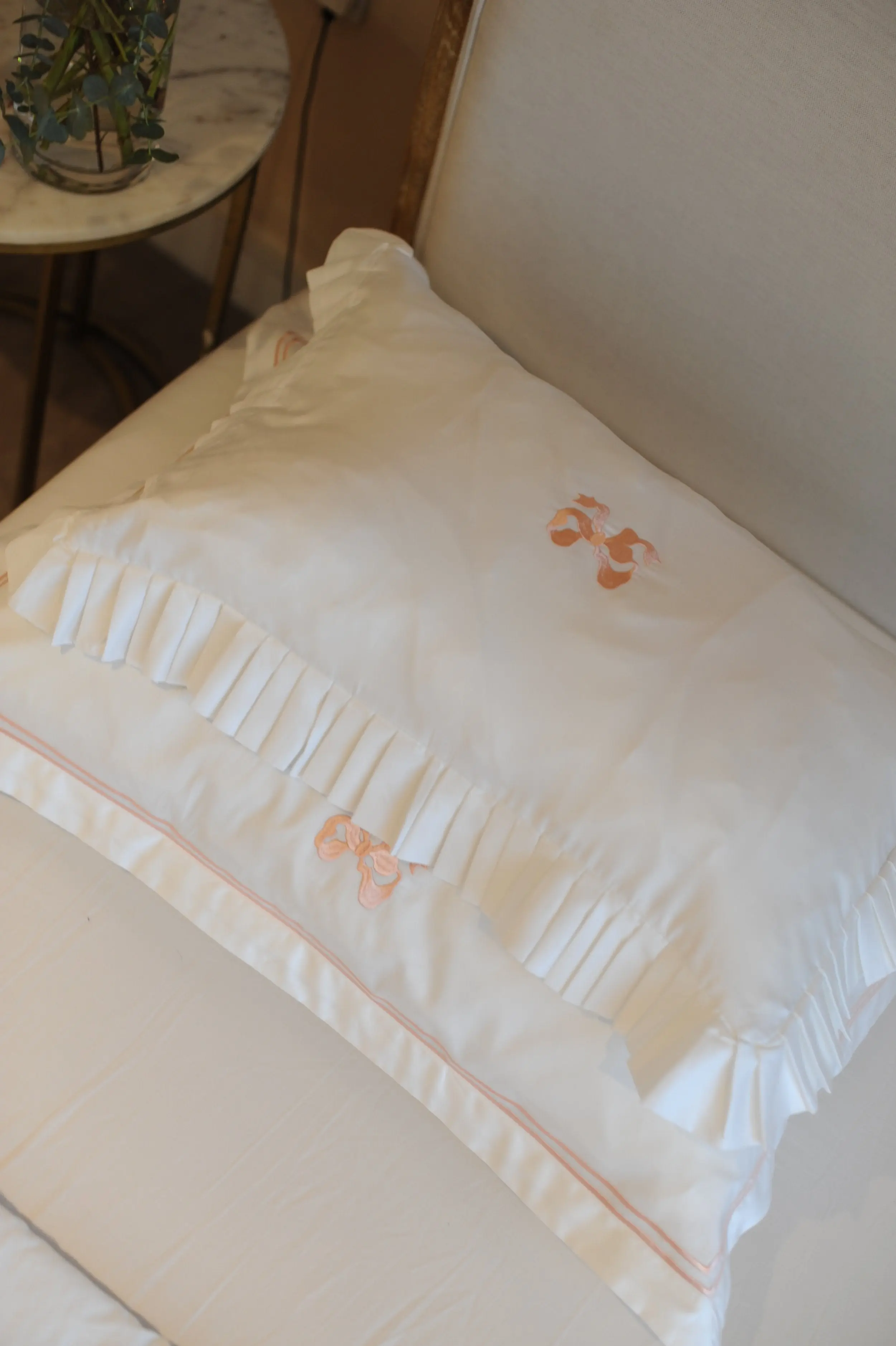 Arabella Bow Ruffle frill Pillow Case Pair - Image 3