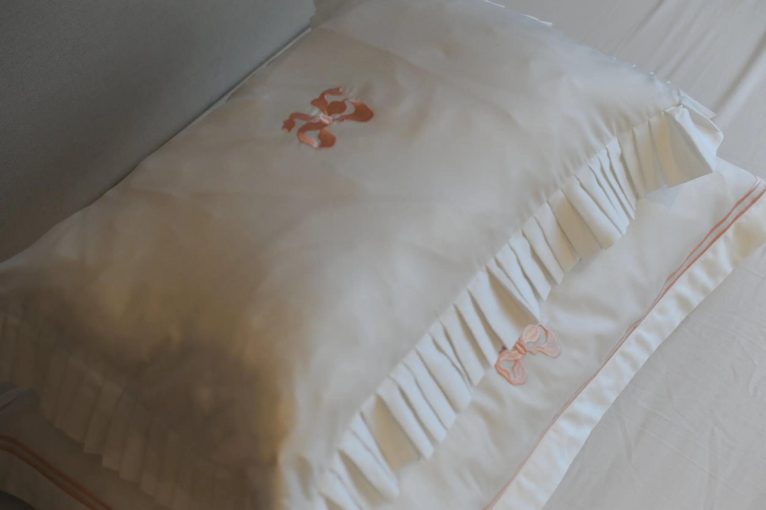 Arabella Bow Ruffle frill Pillow Case Pair - Image 4