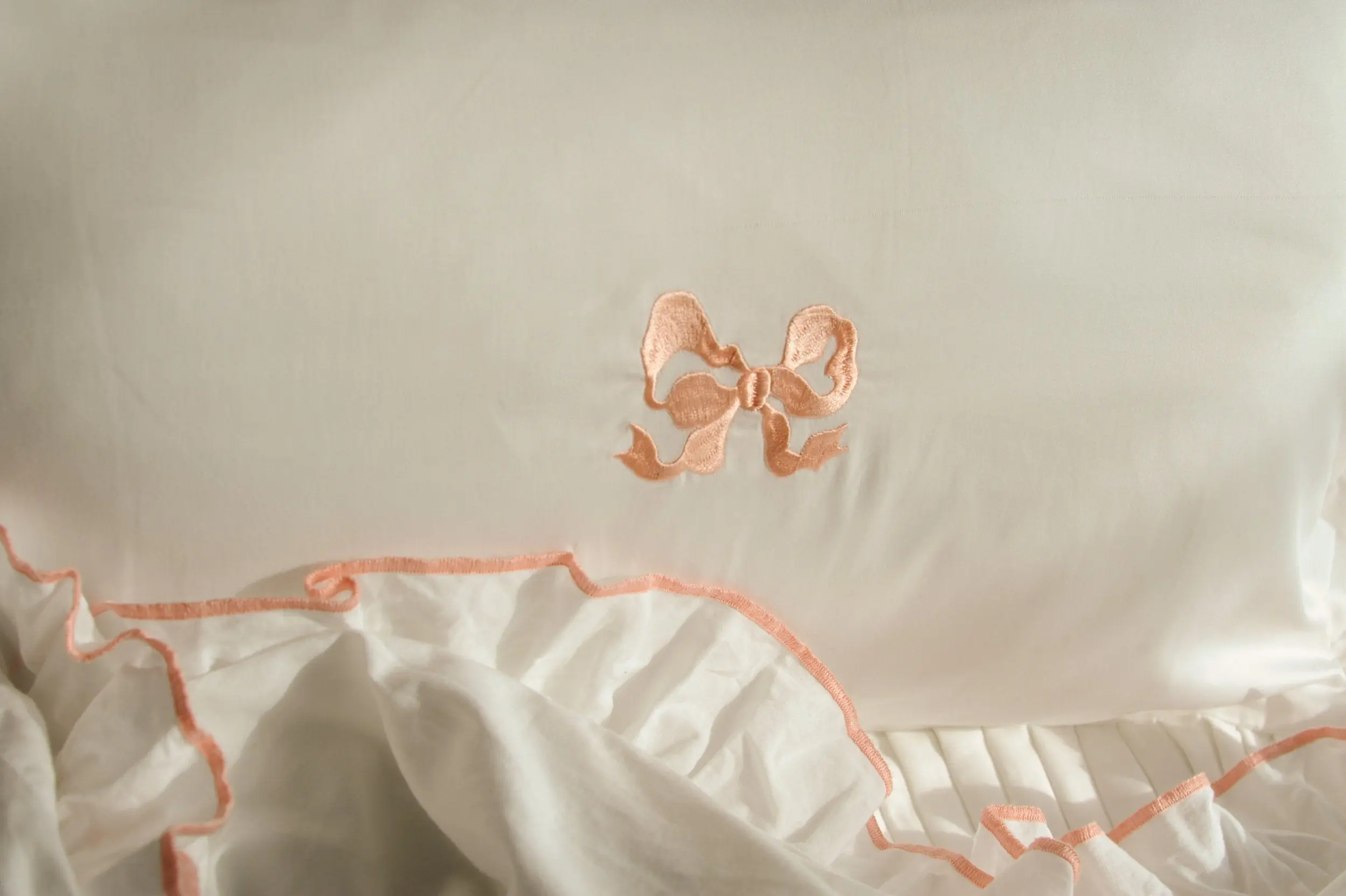 Arabella Bow Ruffle frill Pillow Case Pair - Image 5