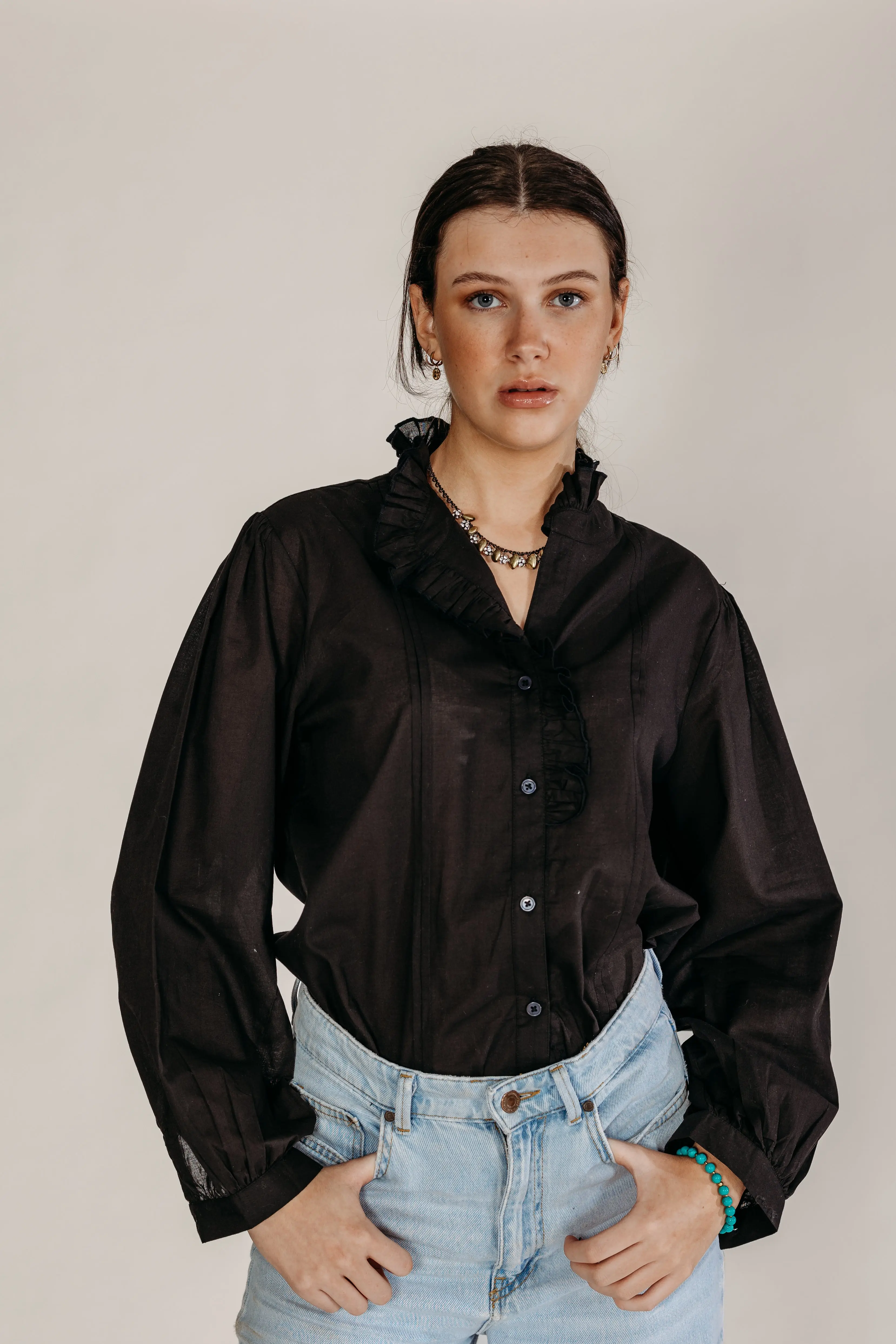 Ashvi Black Cotton Blouse