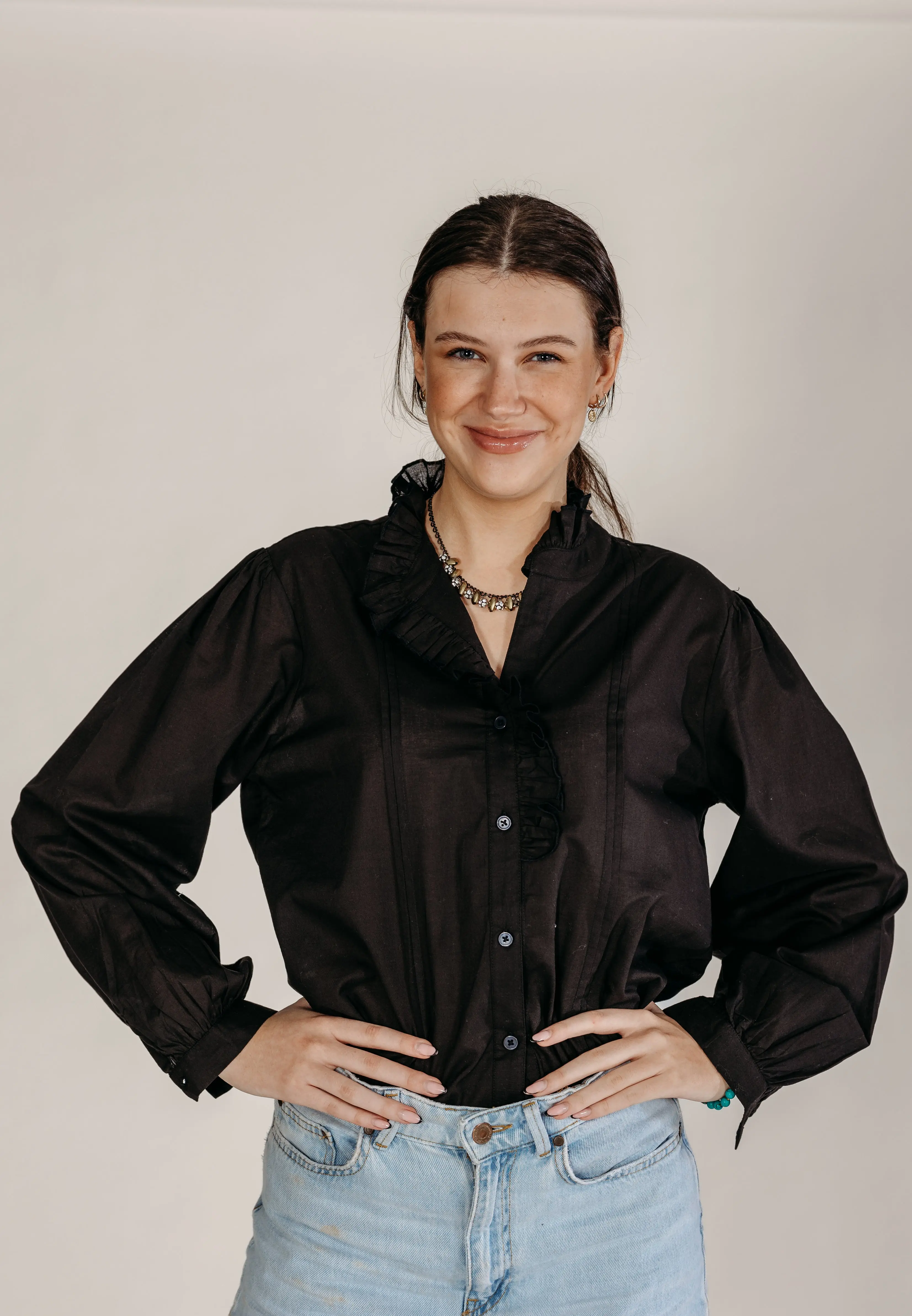 Ashvi Black Cotton Blouse - Image 2
