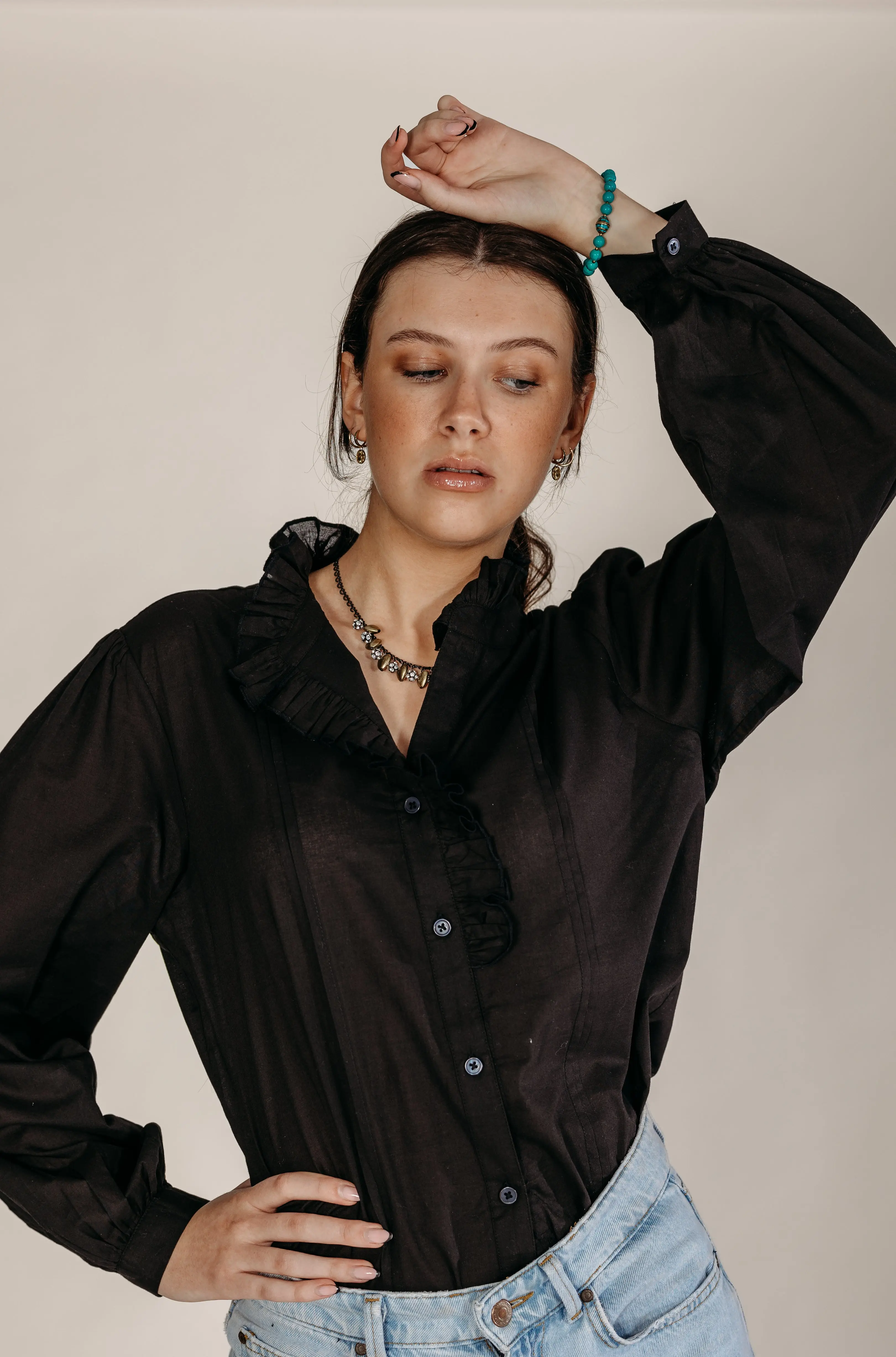 Ashvi Black Cotton Blouse - Image 3