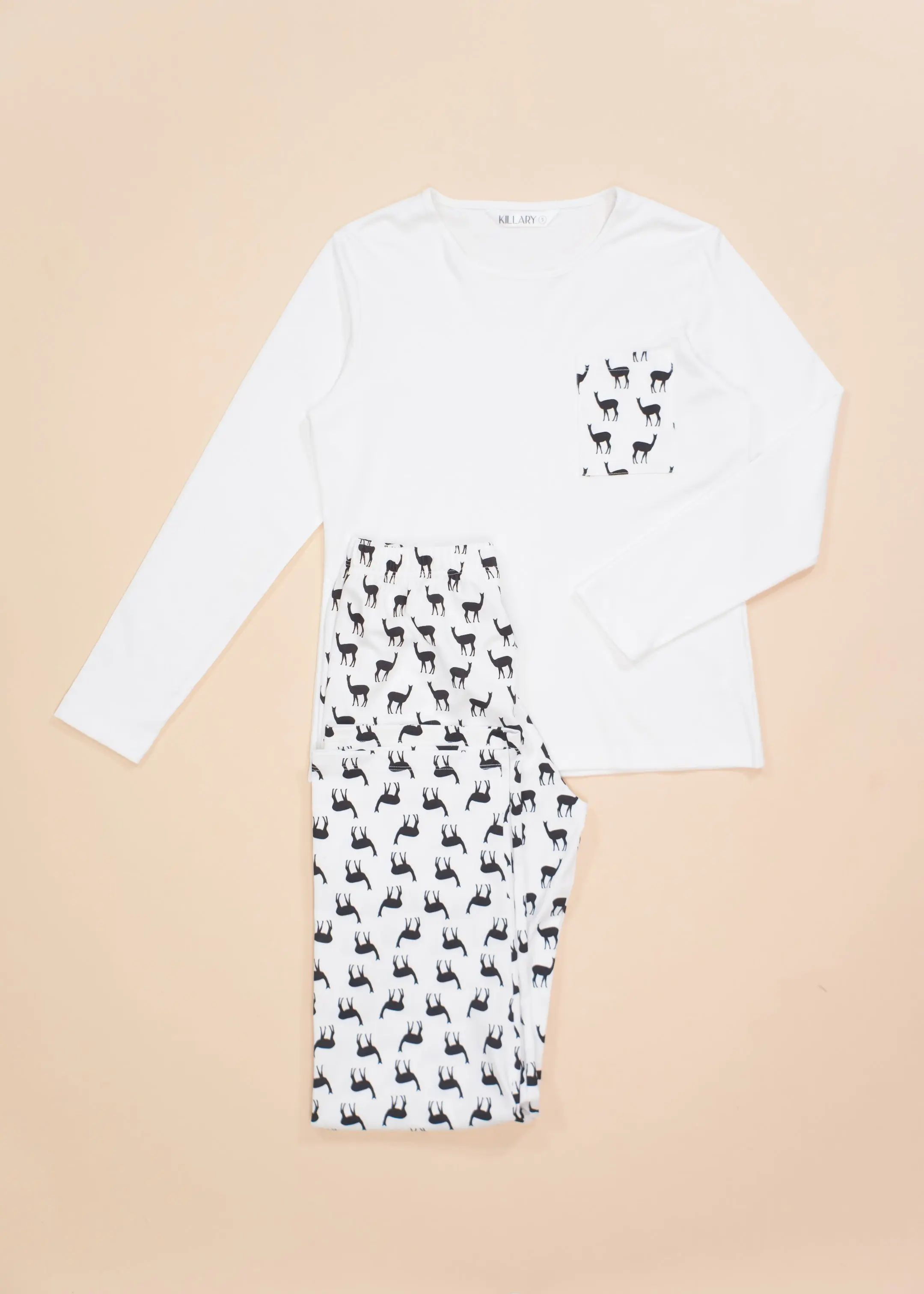 B&W vicunas Women's Pima Cotton Long Sleeve Pyjama Trouser Set