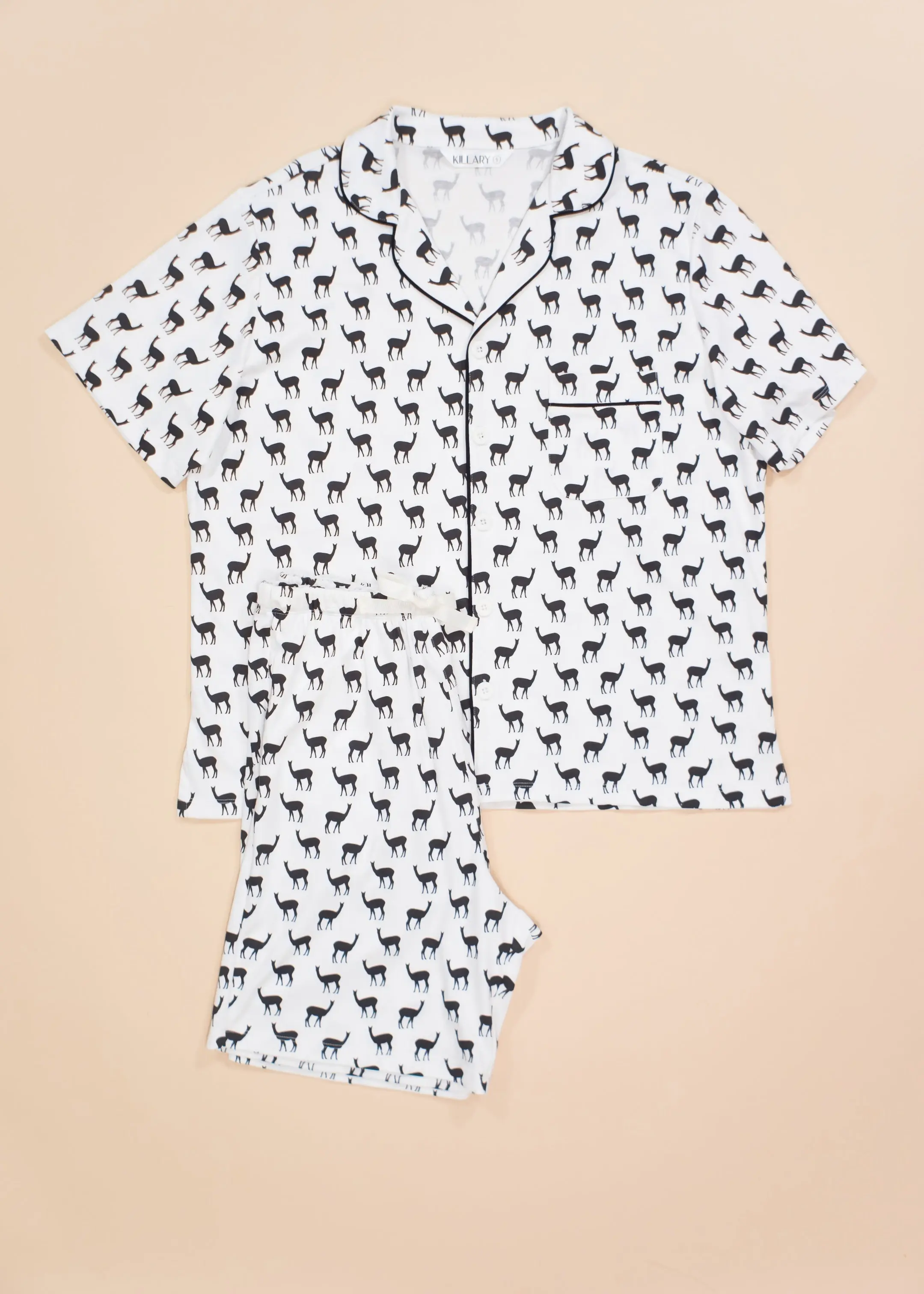 B&W vicunas Mens Pima Cotton Short Sleeve Pyjama Short Set