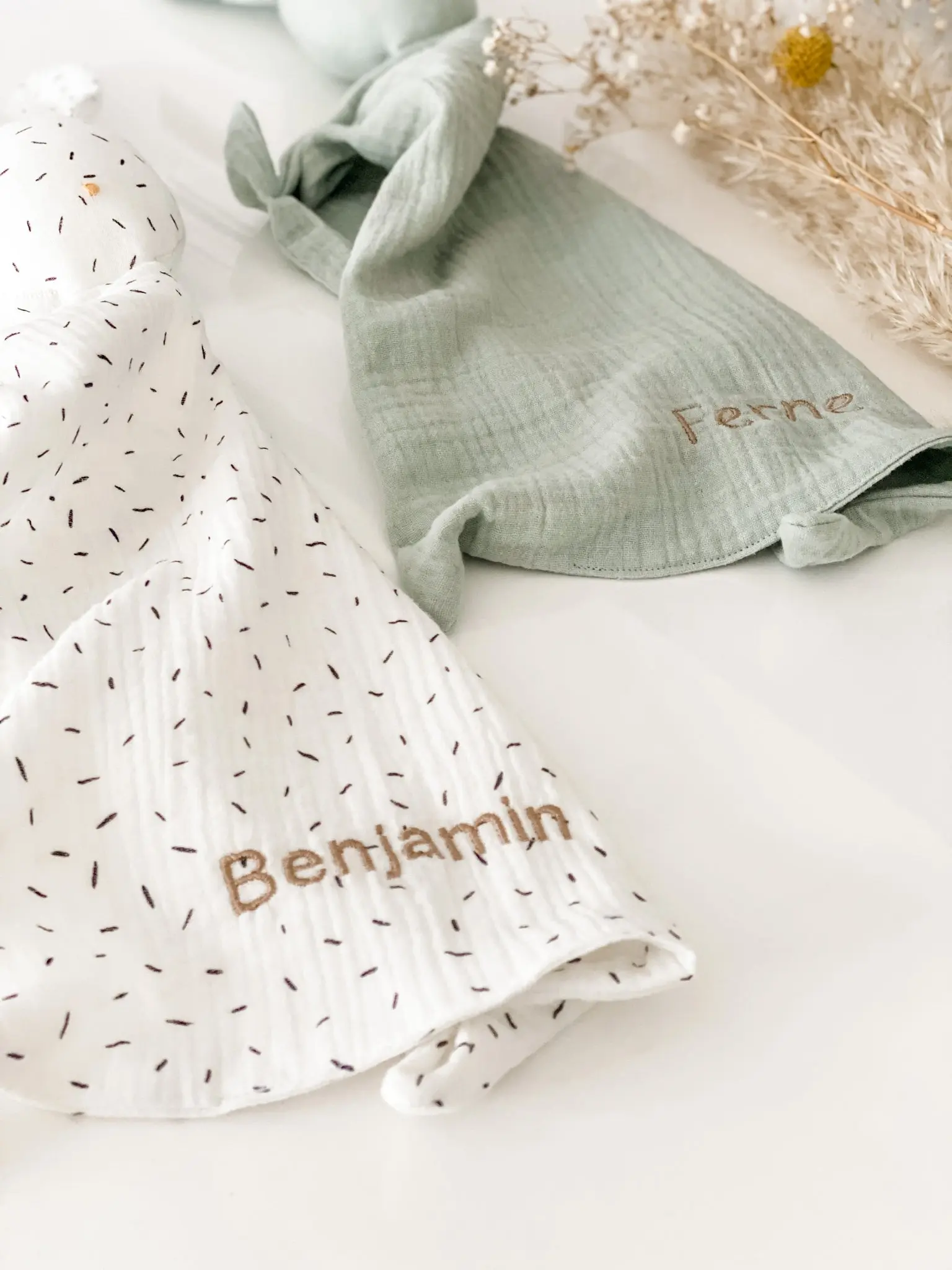 Baby Comforter - Oat / Small Leaves - Image 4