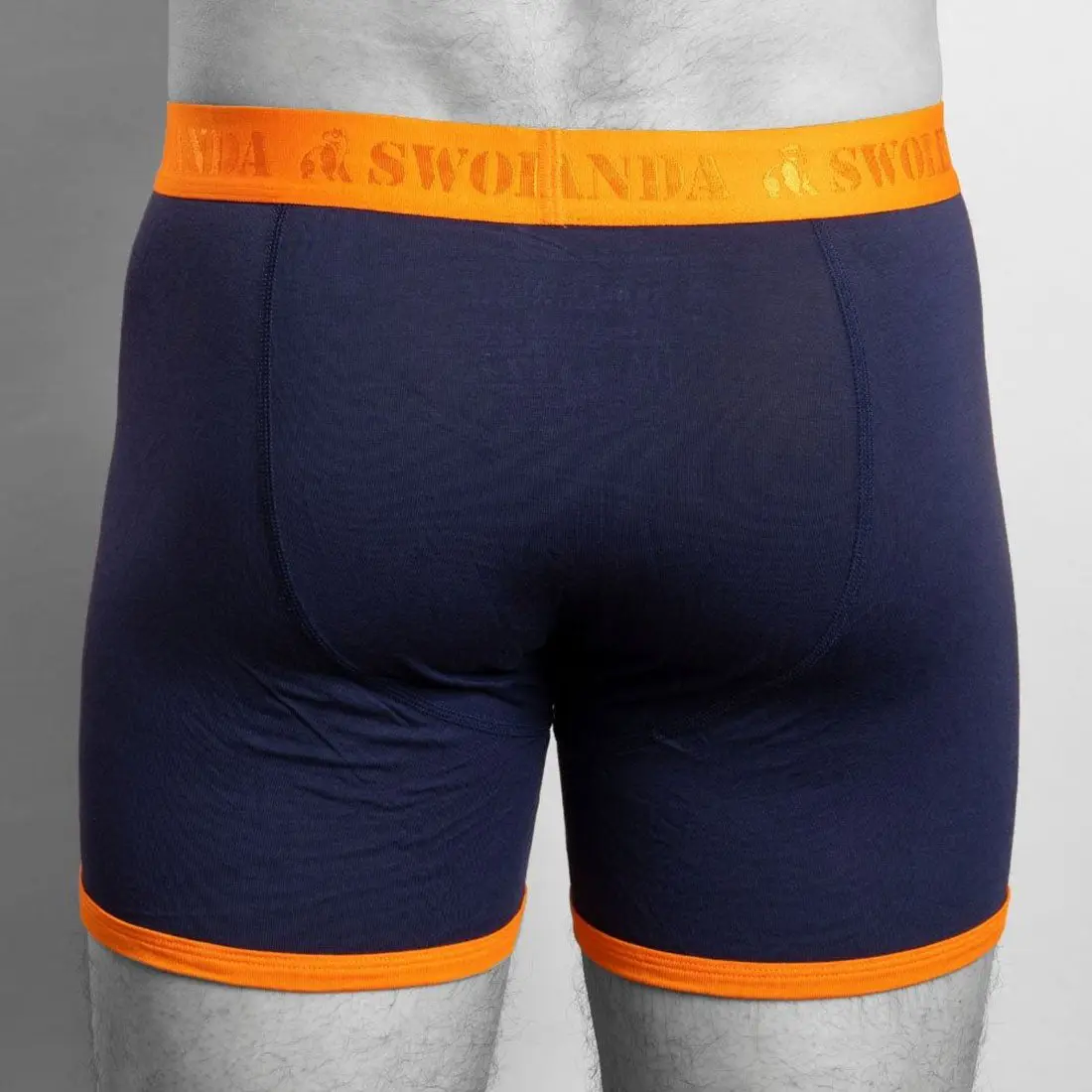 Bamboo Boxers - Navy / Orange Band - Image 4
