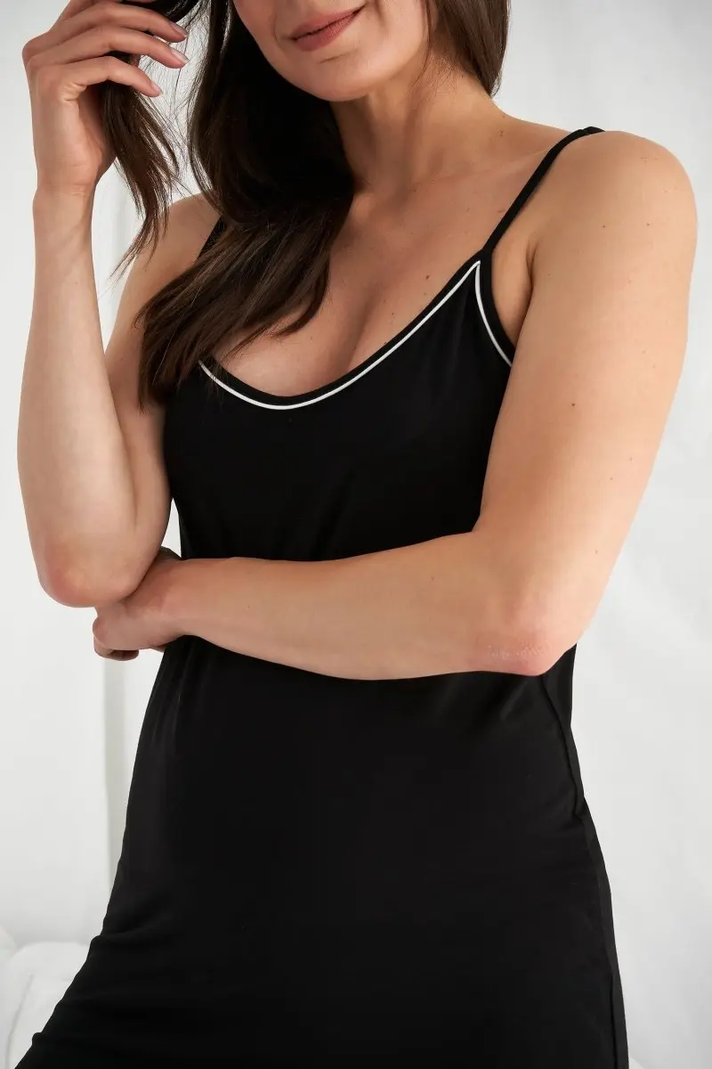 Bamboo Chemise Nightdress in Black - Image 2