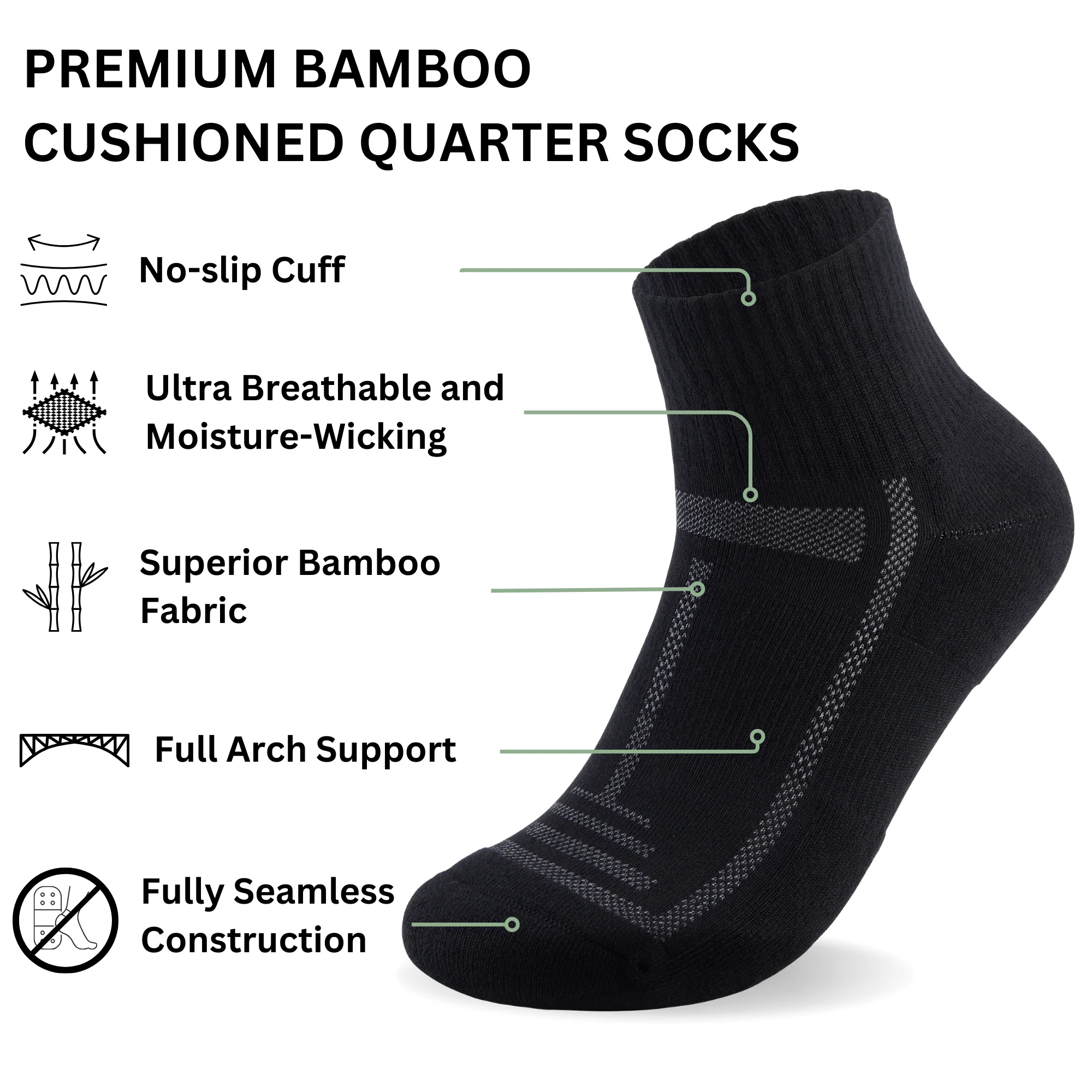 Bamboo Cushioned Quarter Socks - Image 4