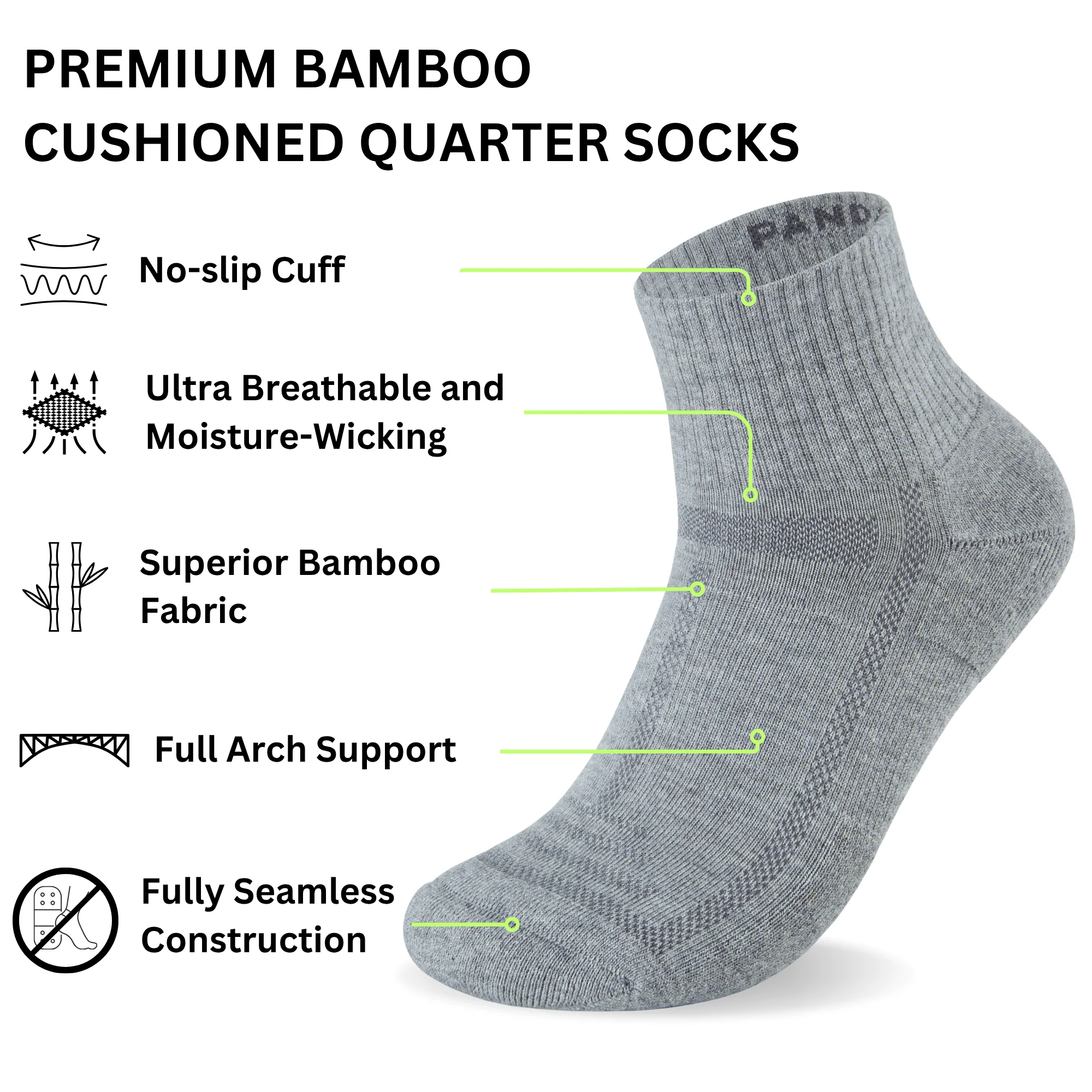Bamboo Cushioned Quarter Socks - Image 8