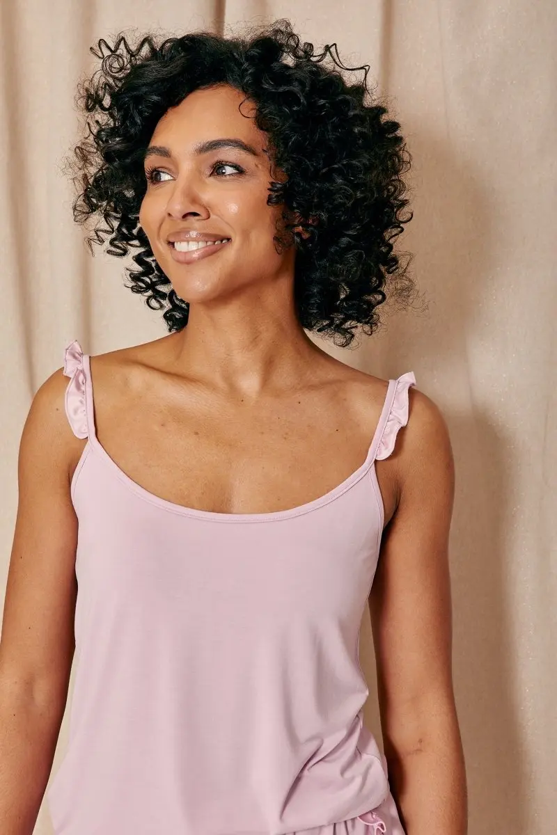 Blush Bamboo Frill Cami Short Pyjama Set - Image 2