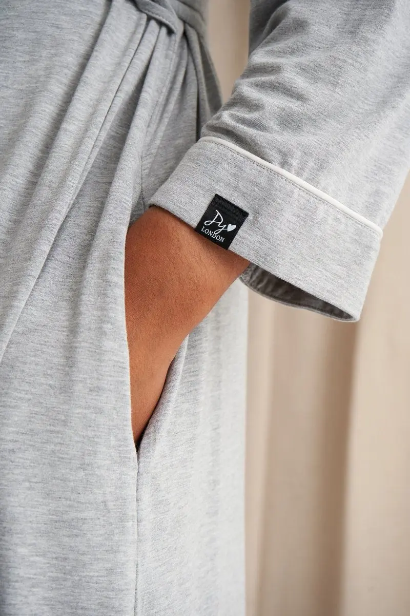 Bamboo Kimono Robe in Grey Marl - Image 2