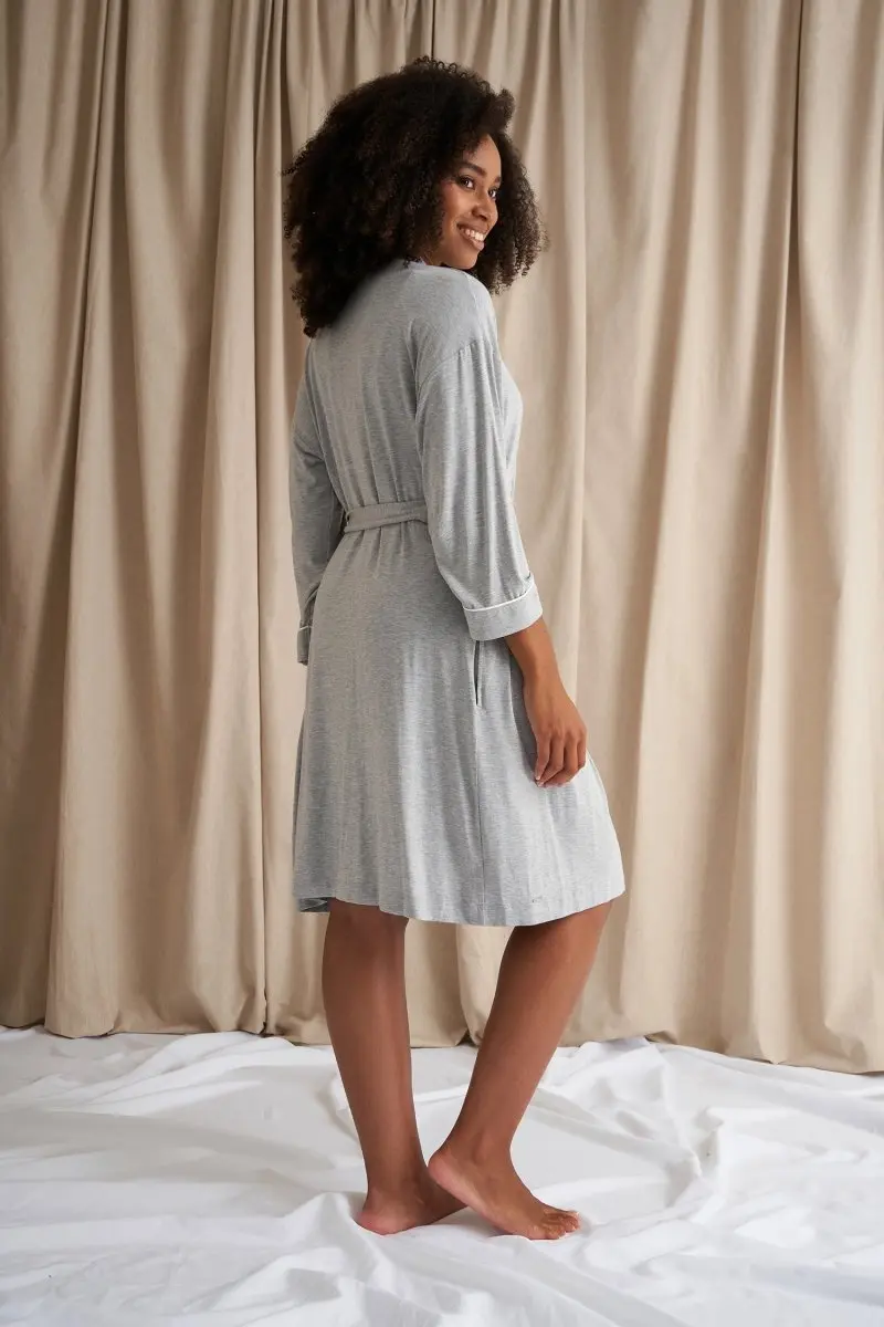 Bamboo Kimono Robe in Grey Marl - Image 3