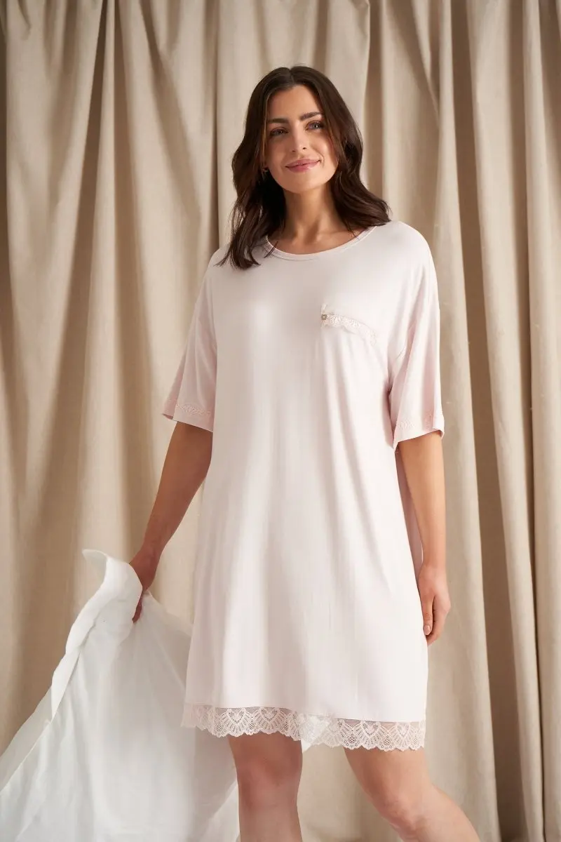 Powder Puff Bamboo Lace Tee Dress - Image 5