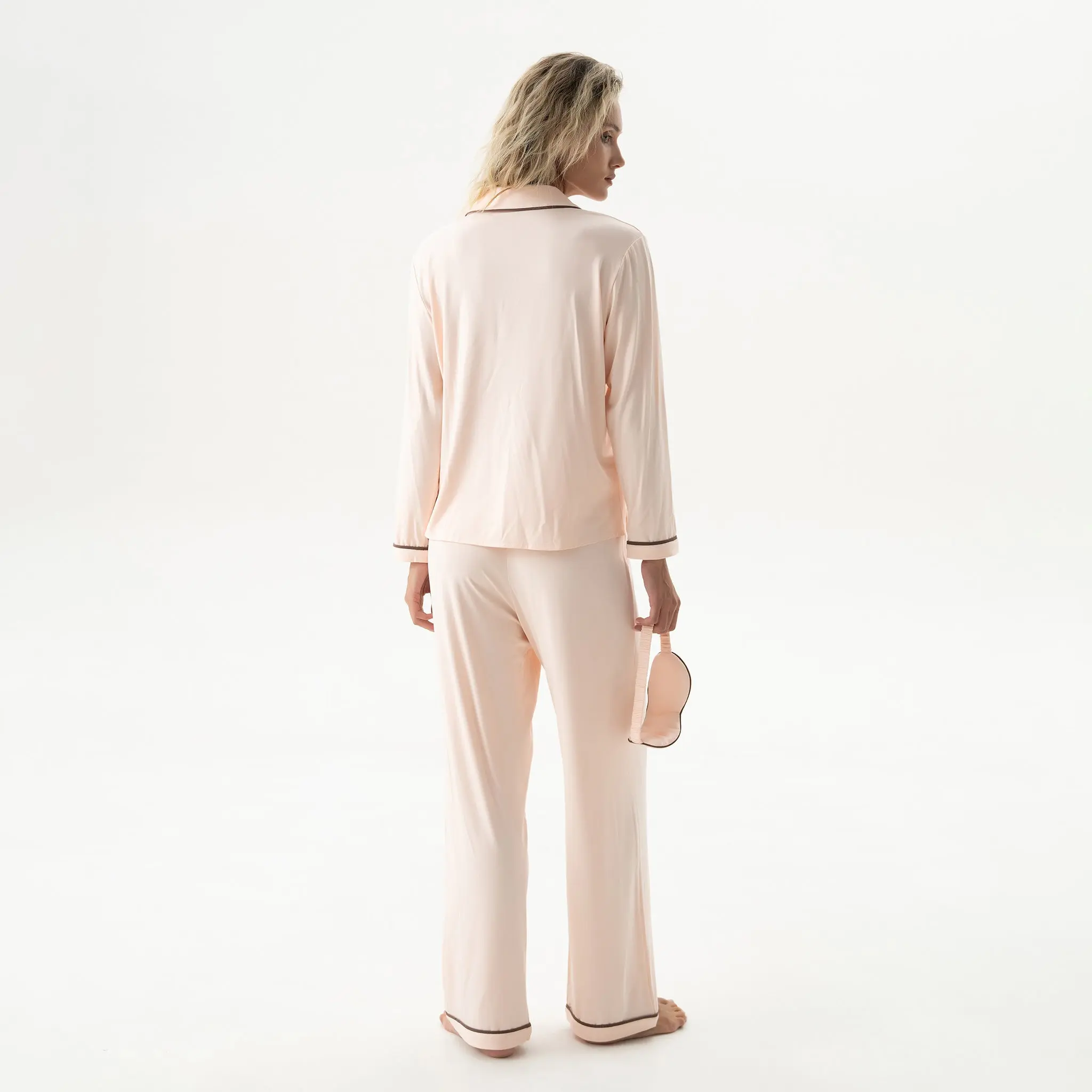 Peach Powder Women's Bamboo Long Pyjama Set - Image 5