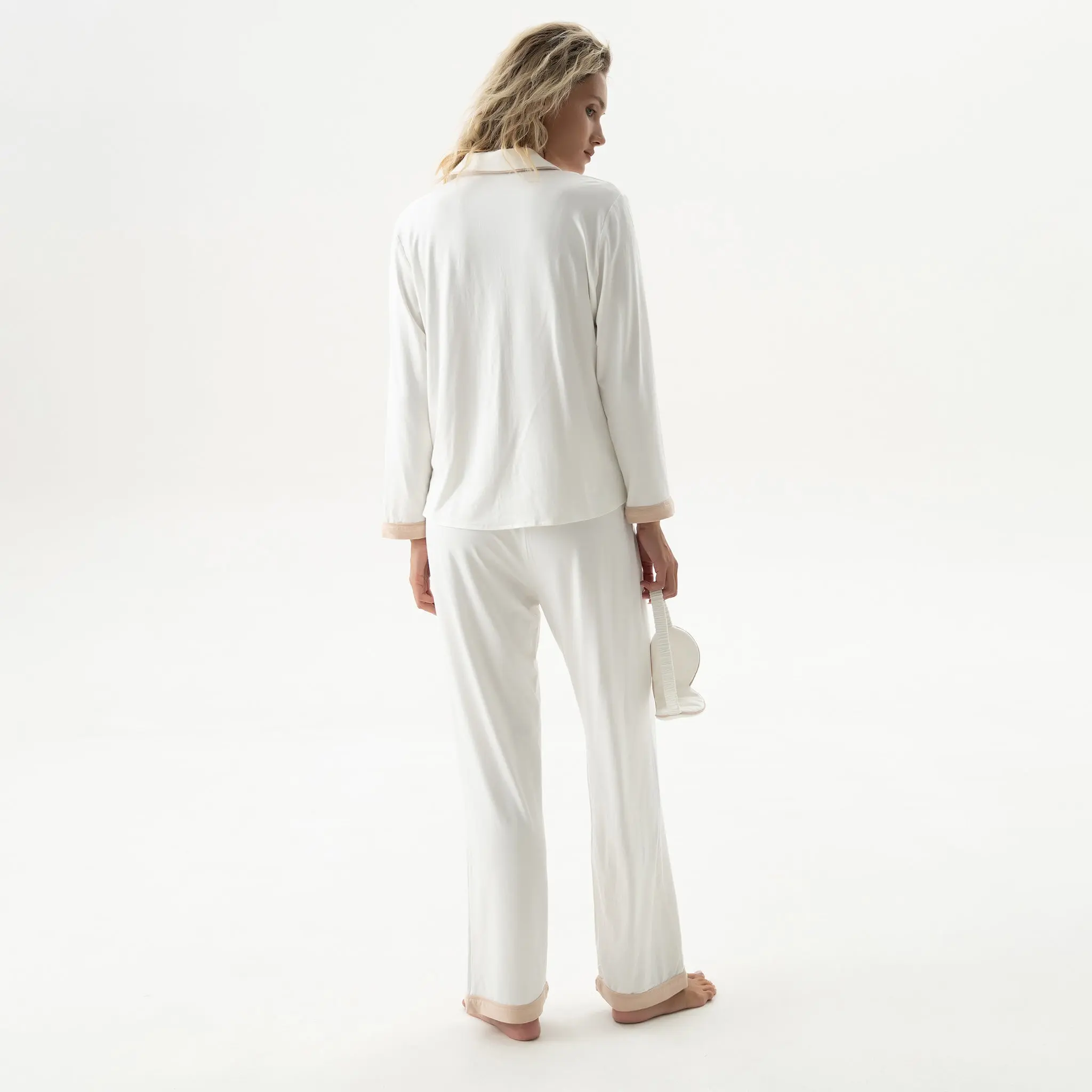 Unbleached Cotton Women's Bamboo Long Pyjama Set - Image 5