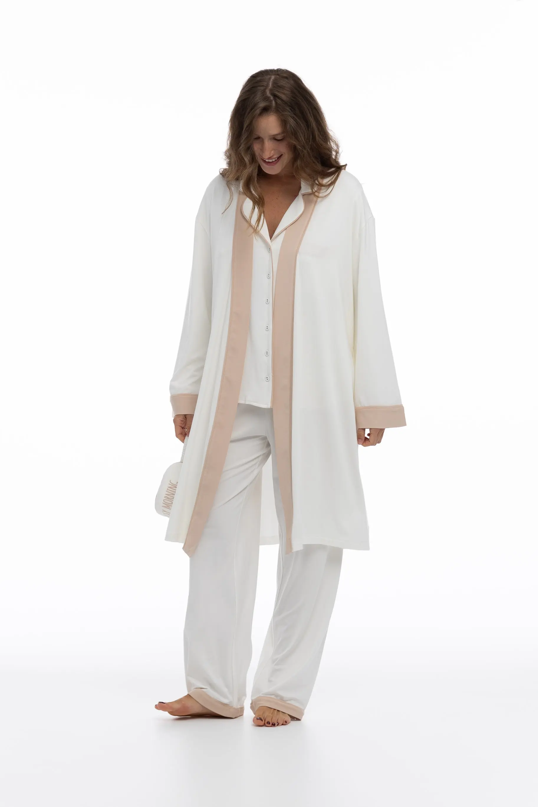Unbleached Cotton Women's Bamboo Long Pyjama Set - Image 6