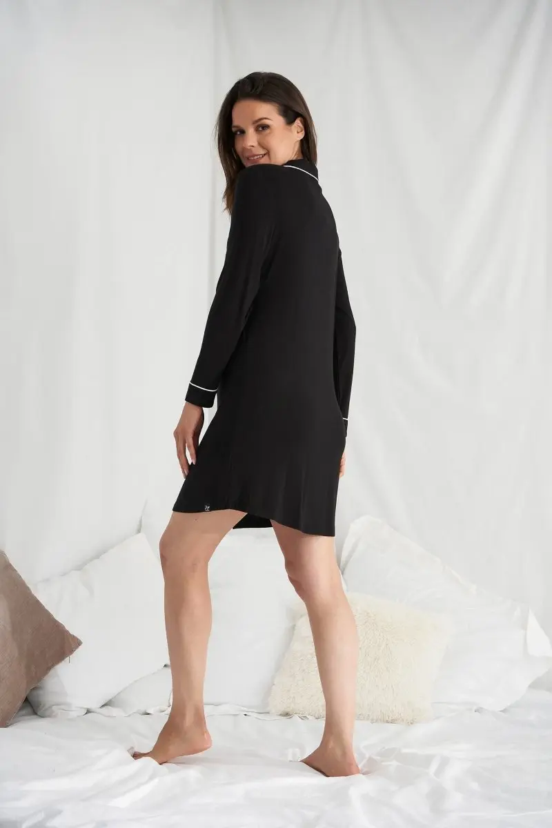 Bamboo Nightshirt in Black - Image 3